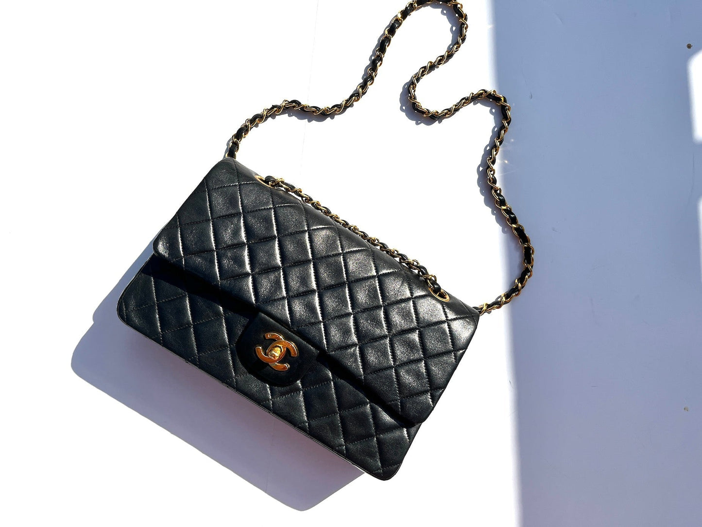 Chanel Medium Black Leather 1990’s Double Flap Bag - Rovelle Bags