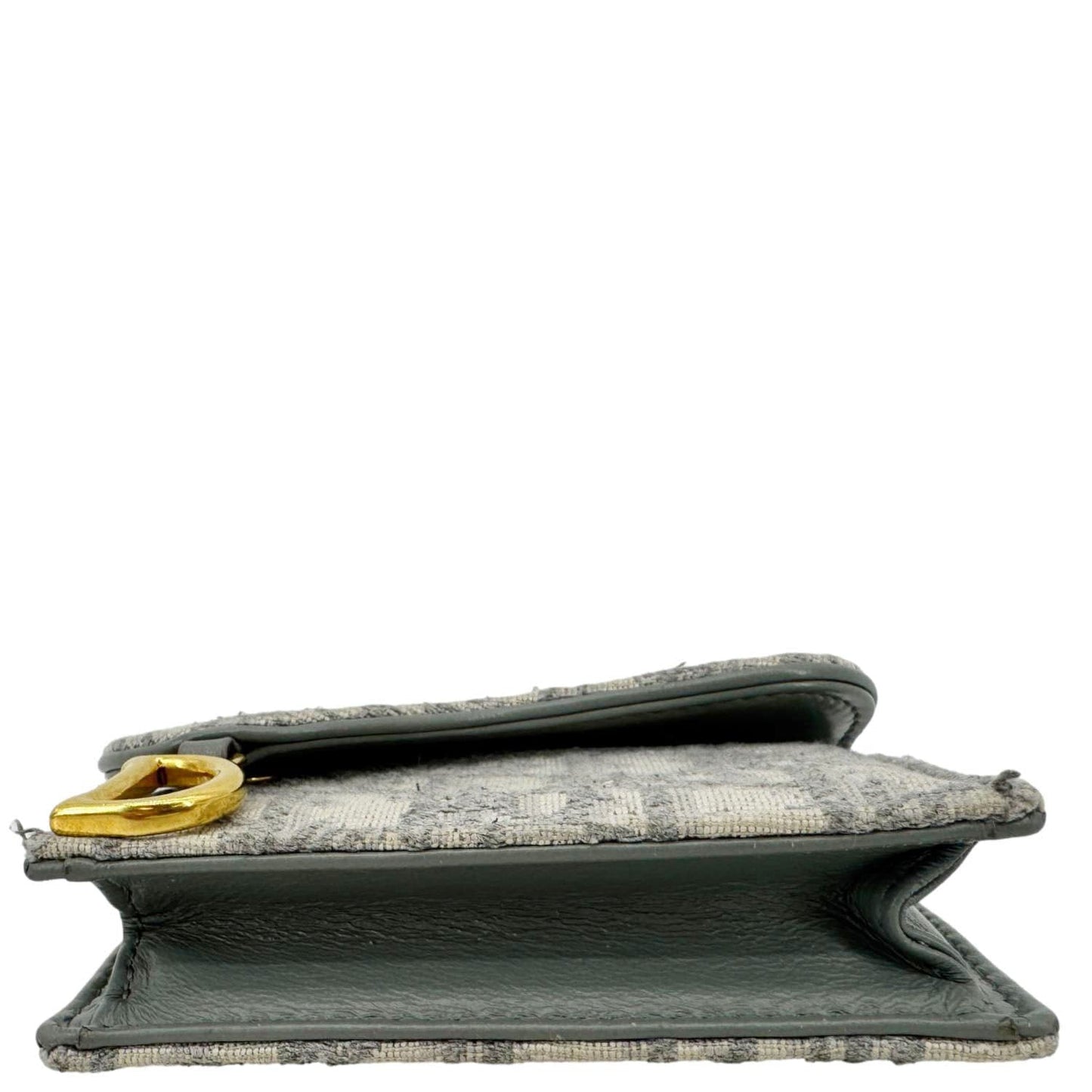 CHRISTIAN DIOR Saddle Oblique Canvas Card Holder Gray
