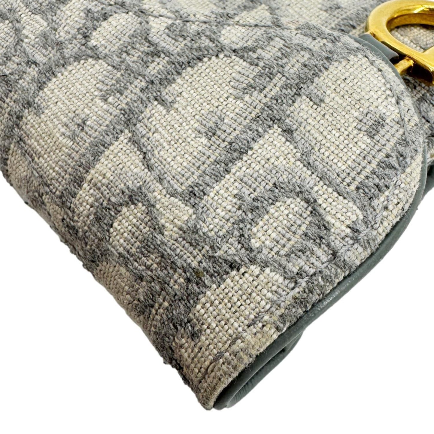 CHRISTIAN DIOR Saddle Oblique Canvas Card Holder Gray