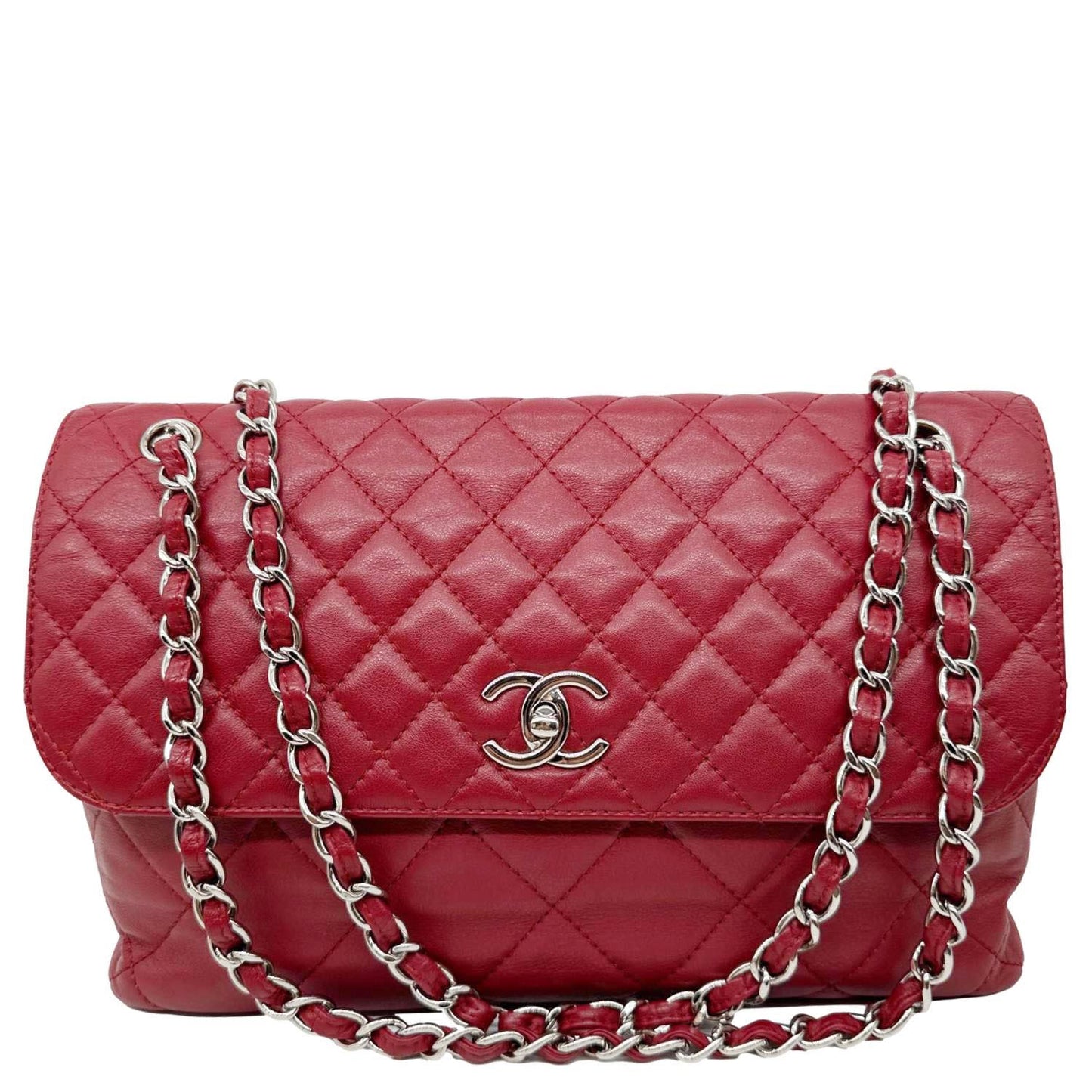 CHANEL Business Flap Quilted Calfskin Leather Crossbody Bag Red