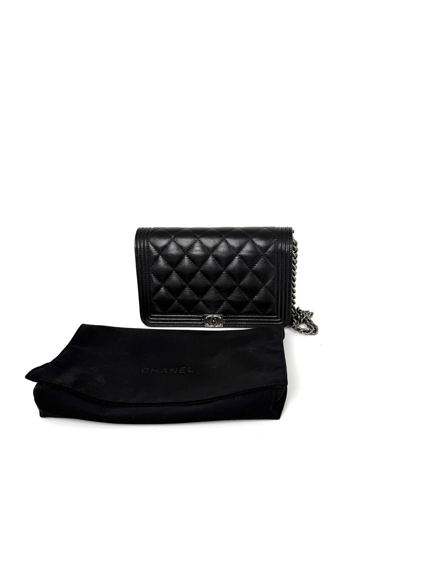 Chanel Boy Quilted Caviar Leather WOC Crossbody Bag - Rovelle Bags