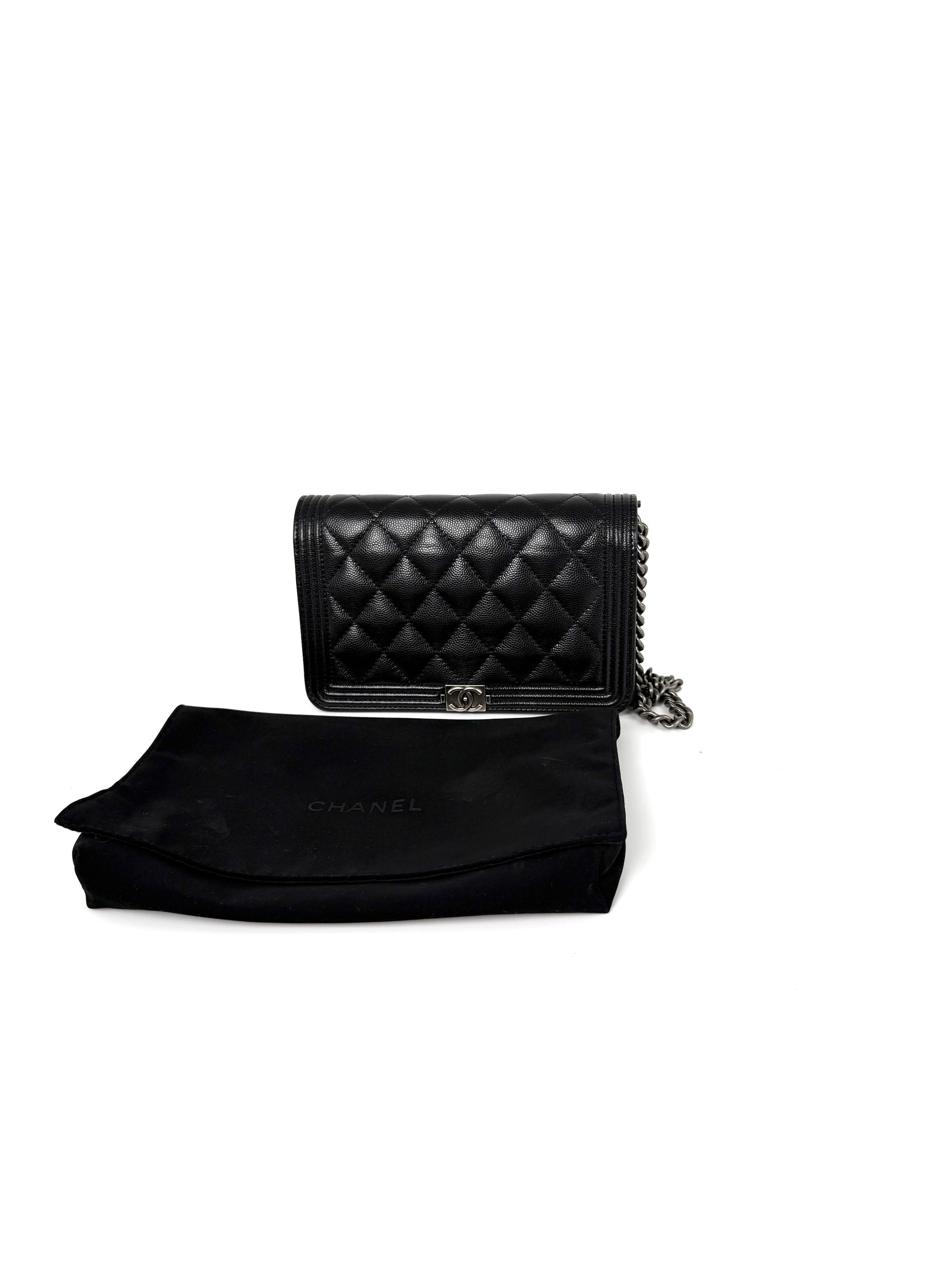 Chanel Boy Quilted Caviar Leather WOC Crossbody Bag - Rovelle Bags