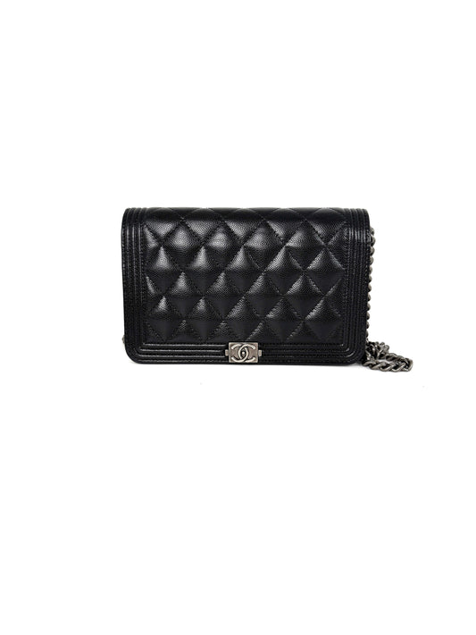 Chanel Boy Quilted Caviar Leather WOC Crossbody Bag - Rovelle Bags
