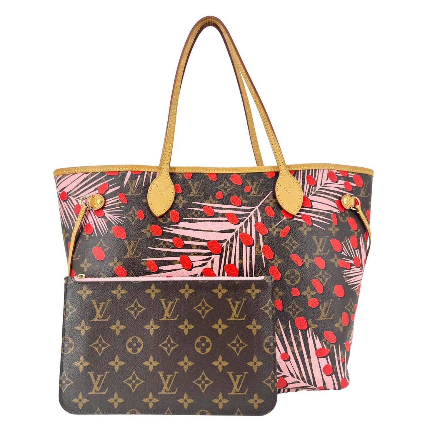 LOUIS VUITTON Neverfull MM Jungle Dots Monogram Canvas Tote Bag Brown