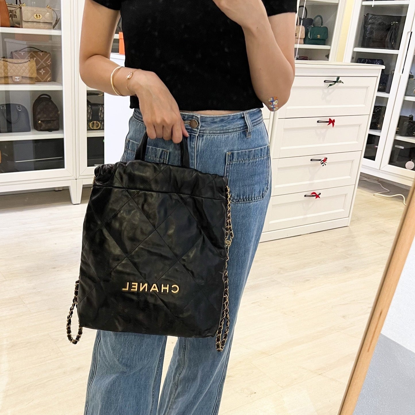 Chanel 22 Small Backpack in Black Backpack - Rovelle Bags