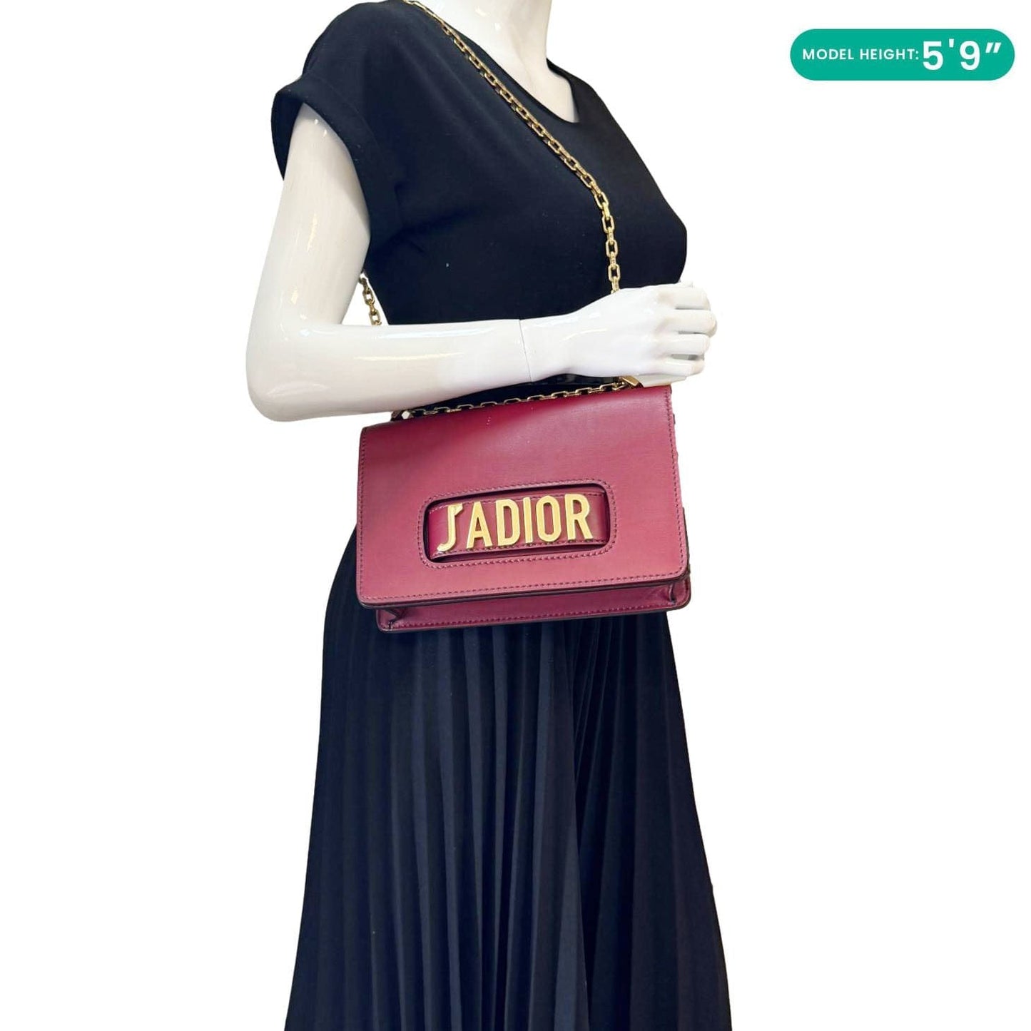 CHRISTIAN DIOR J'Adior Flap Medium Leather Chain Shoulder Bag Red