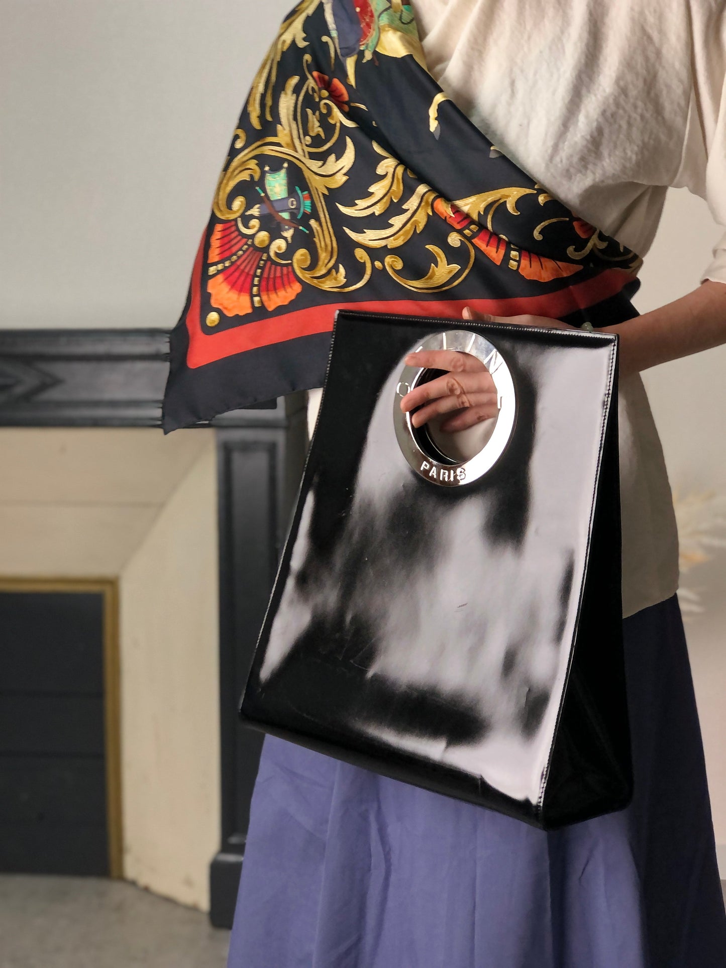 CELINE Circle Logo Handbag Black
