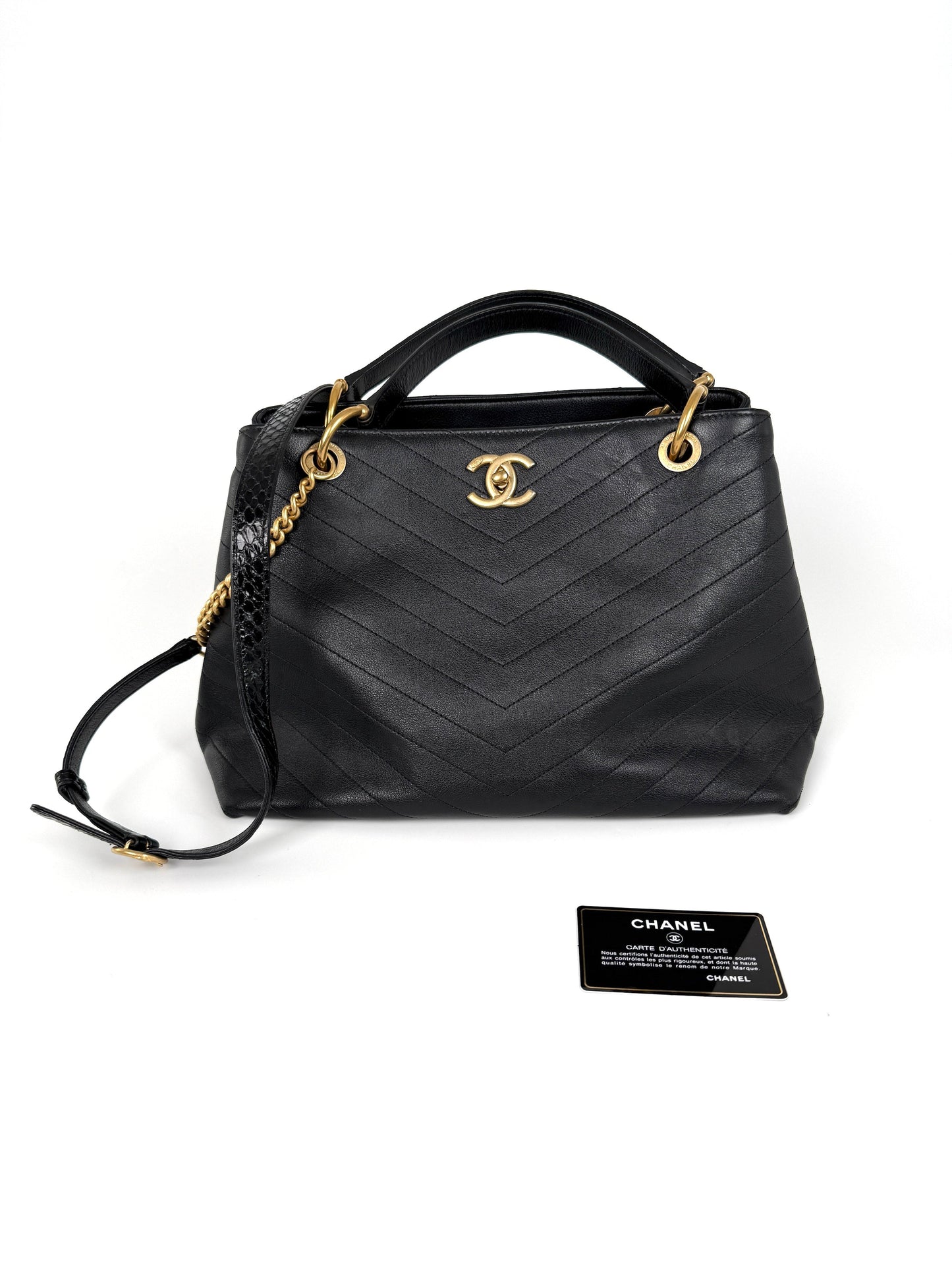 Chanel Large Chevron Stitched Chic Shopping Tote Bag - Rovelle Bags