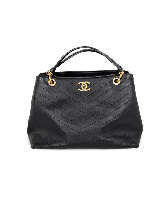 Chanel Large Chevron Stitched Chic Shopping Tote Bag - Rovelle Bags
