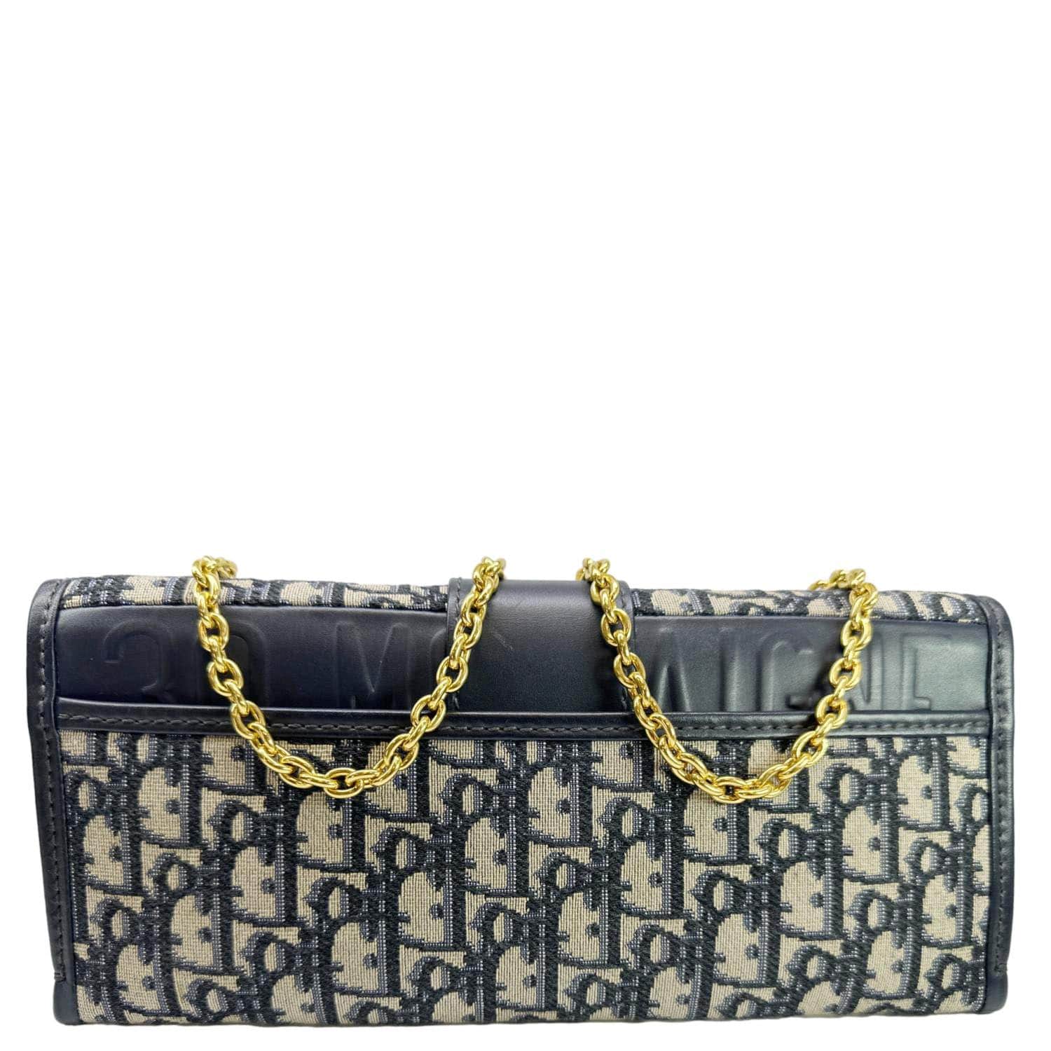 CHRISTIAN DIOR 30 Montaigne Oblique Jacquard Crossbody Clutch Bag Navy Blue