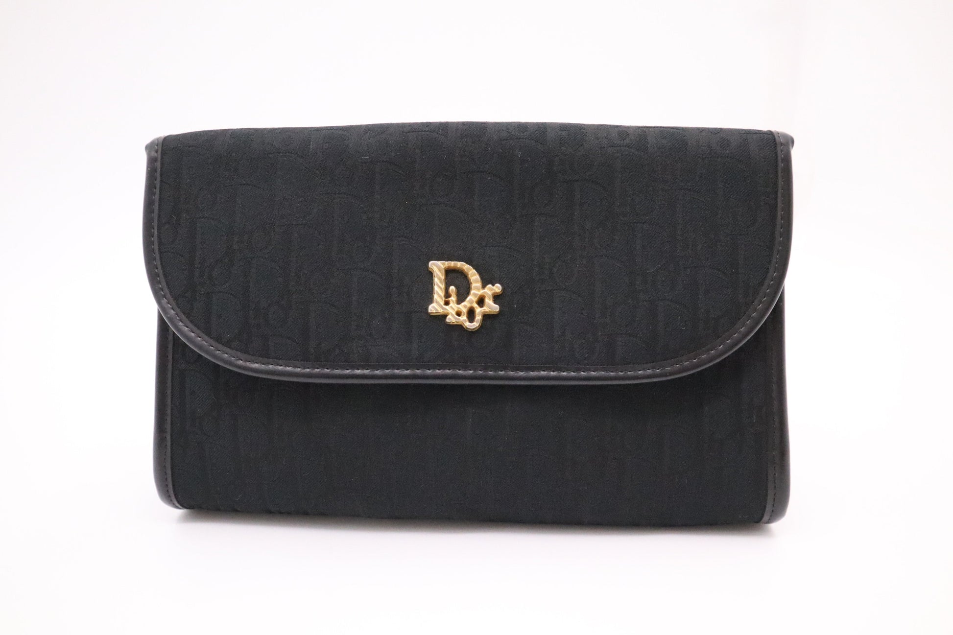 Dior Trotter Chain Shoulder Bag in Black Canvas