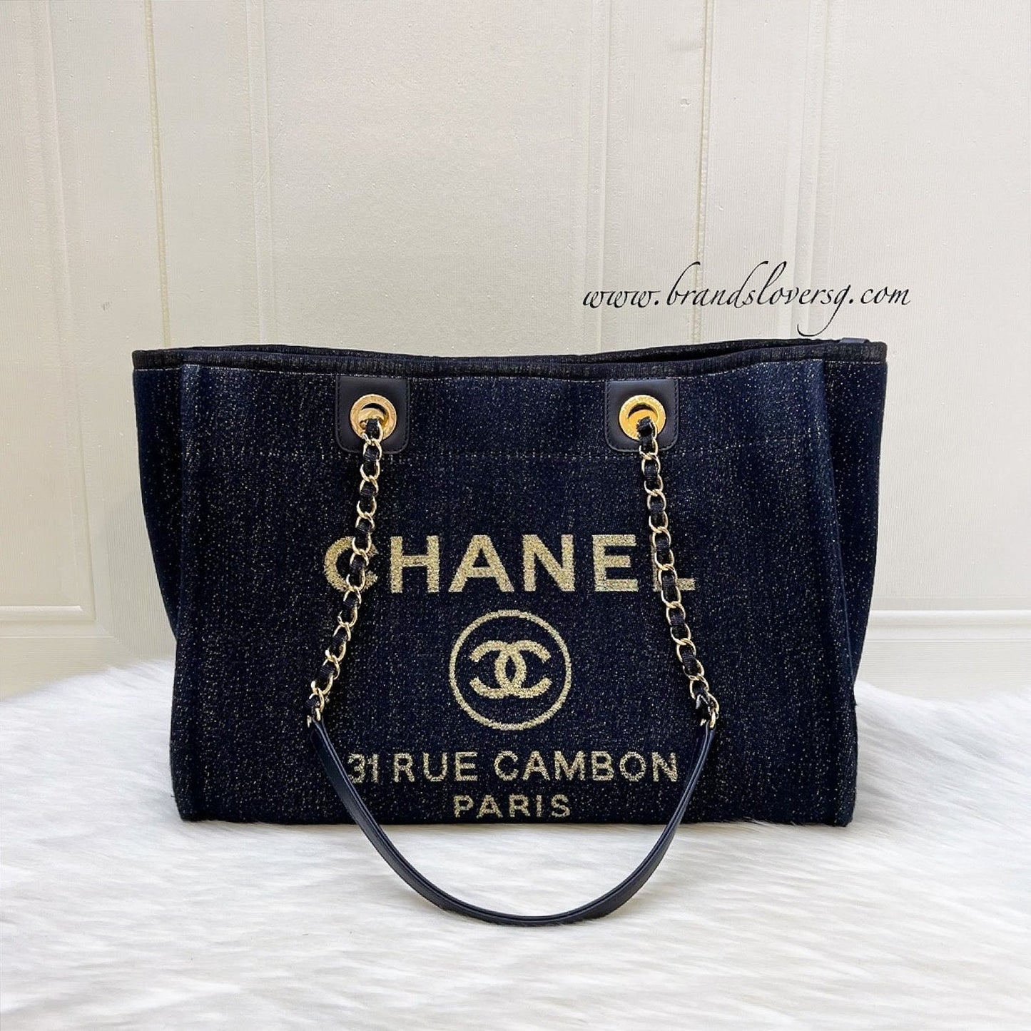 Chanel Deauville Medium Tote in Navy Tote Bag - Rovelle Bags