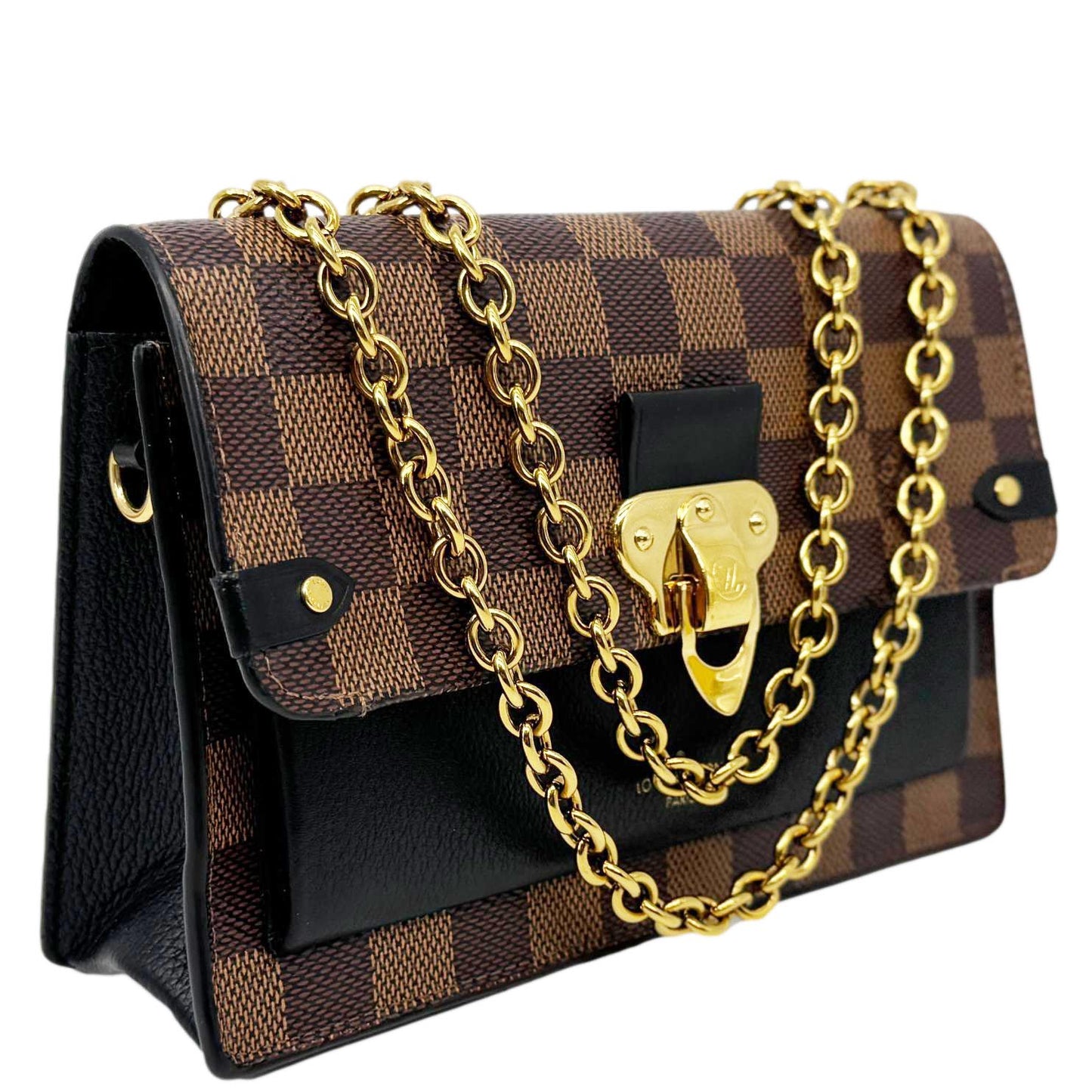 LOUIS VUITTON Vavin PM Damier Ebene Chain Crossbody Bag Black