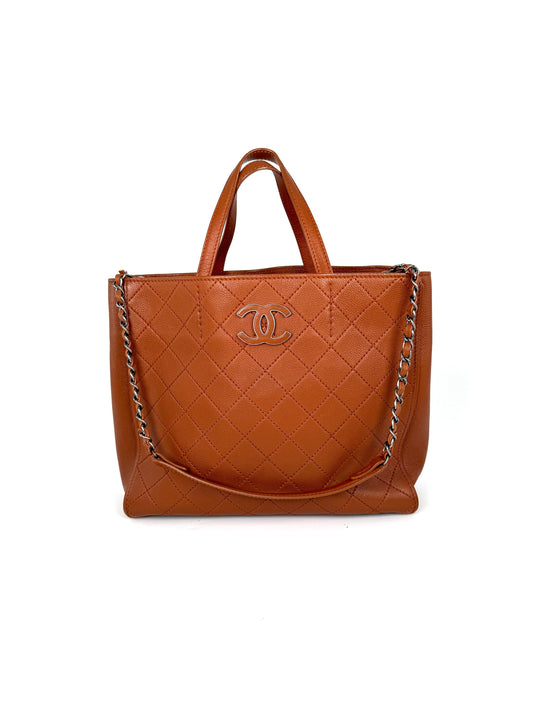 Chanel Covered CC Quilted Caviar Brown Tote Bag - Rovelle Bags