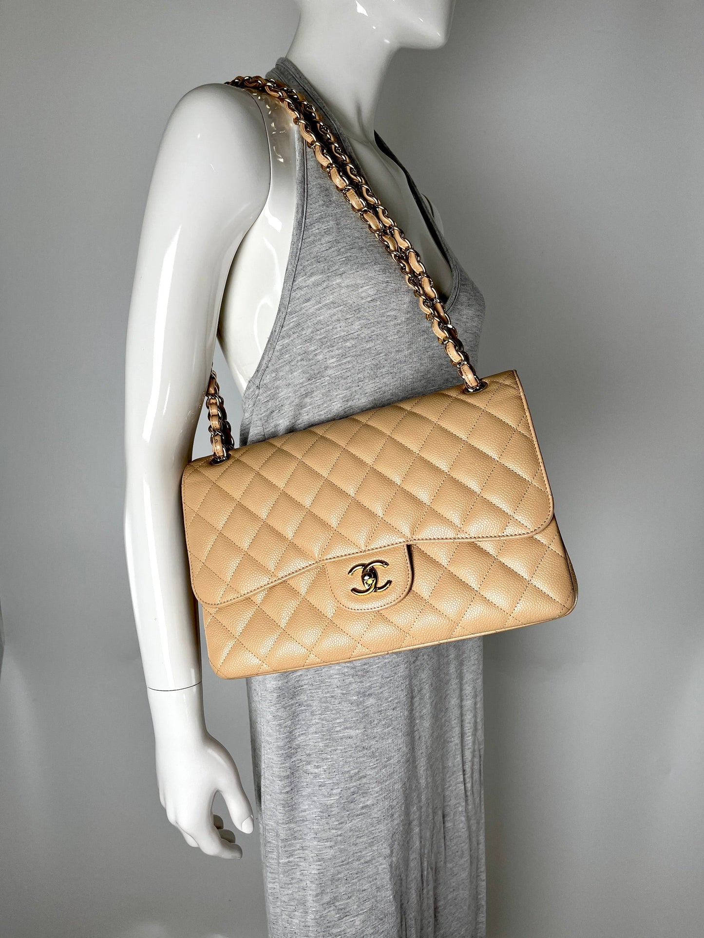 Chanel Jumbo Classic Double Quilted Caviar Flap Bag - Rovelle Bags