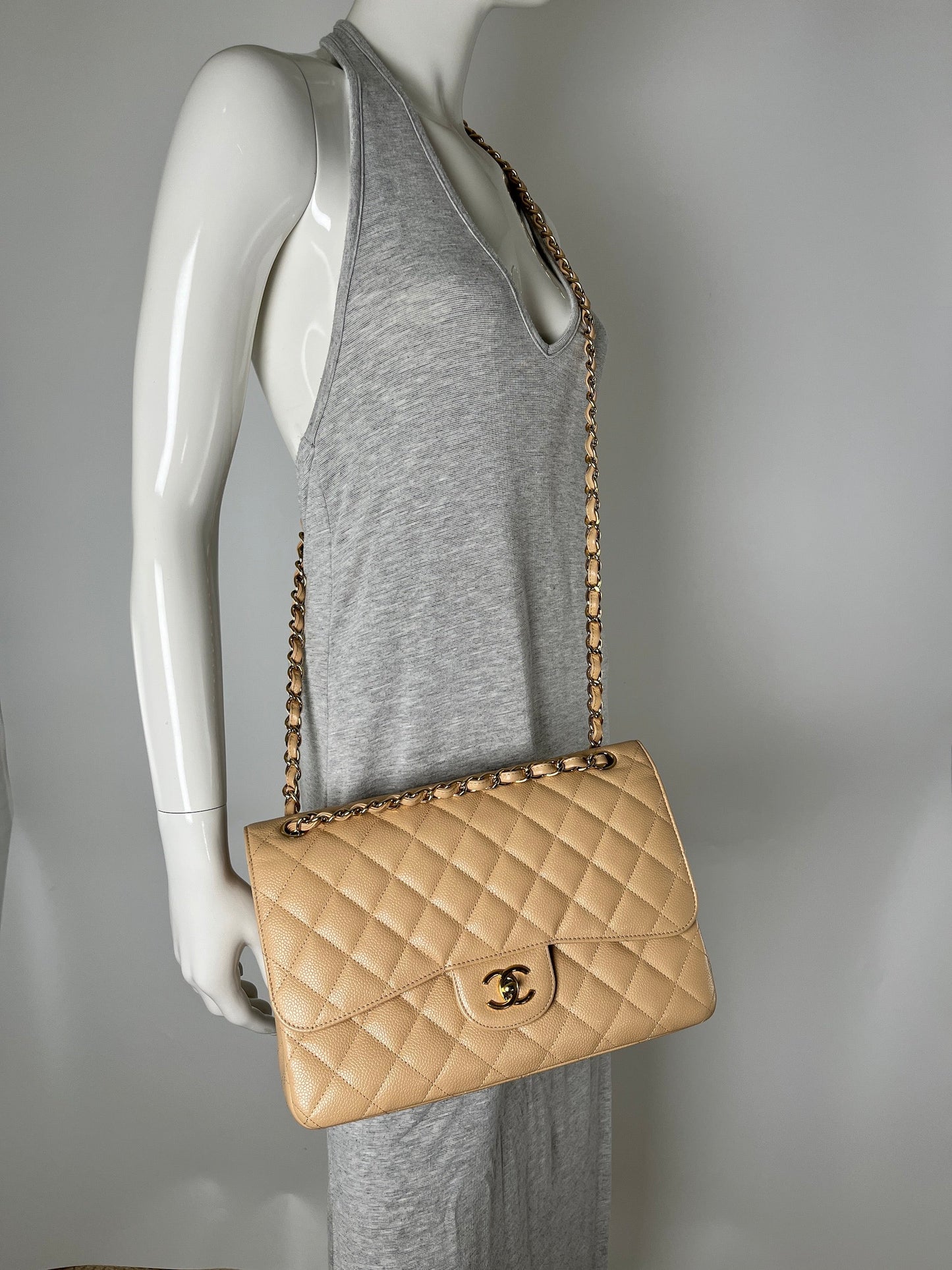 Chanel Jumbo Classic Double Quilted Caviar Flap Bag - Rovelle Bags