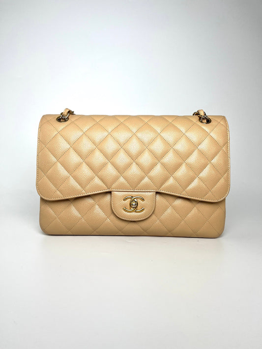 Chanel Jumbo Classic Double Quilted Caviar Flap Bag - Rovelle Bags