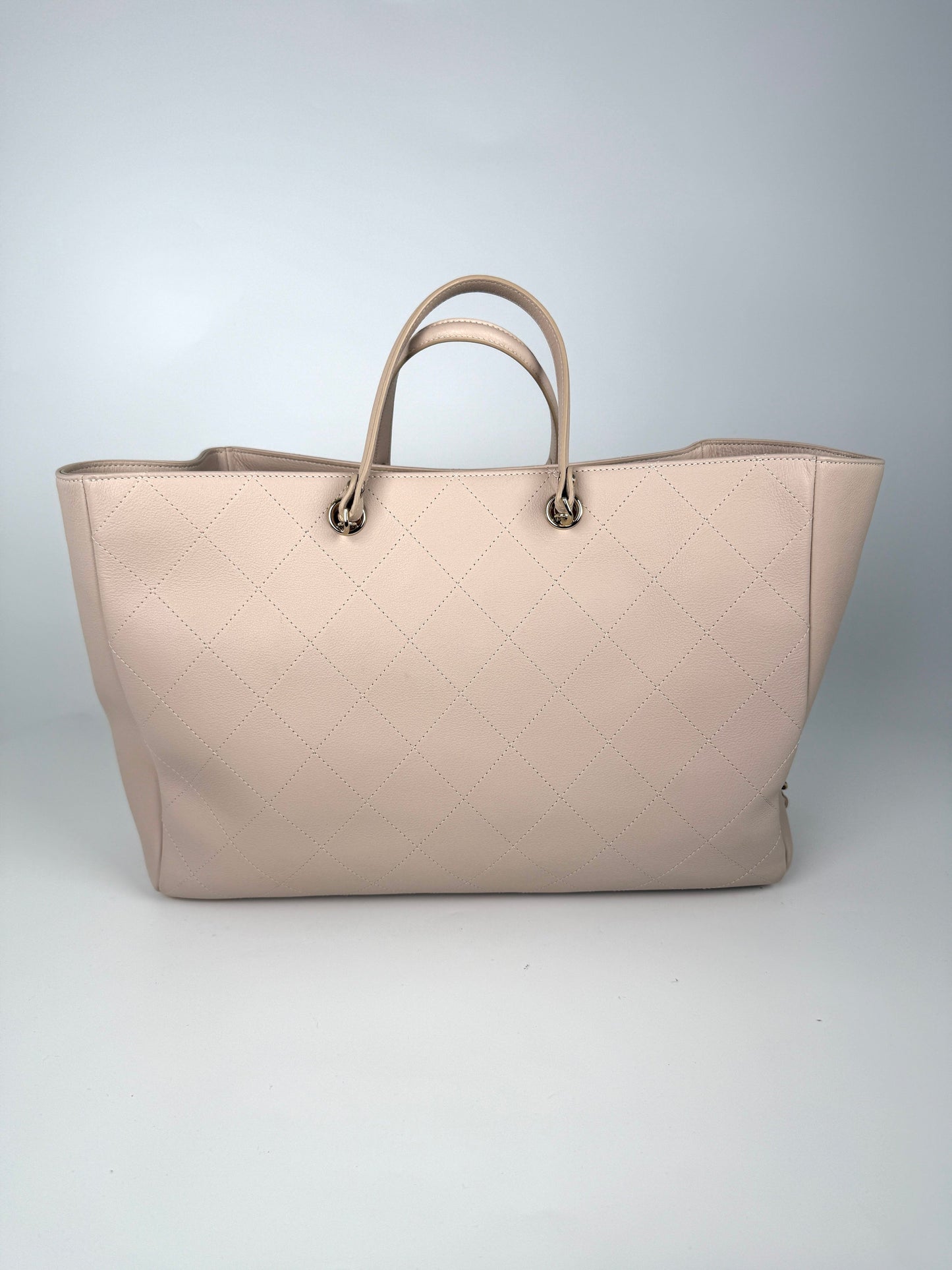 Chanel Bullskin Stitched Cream Shopping Tote Tote Bag - Rovelle Bags