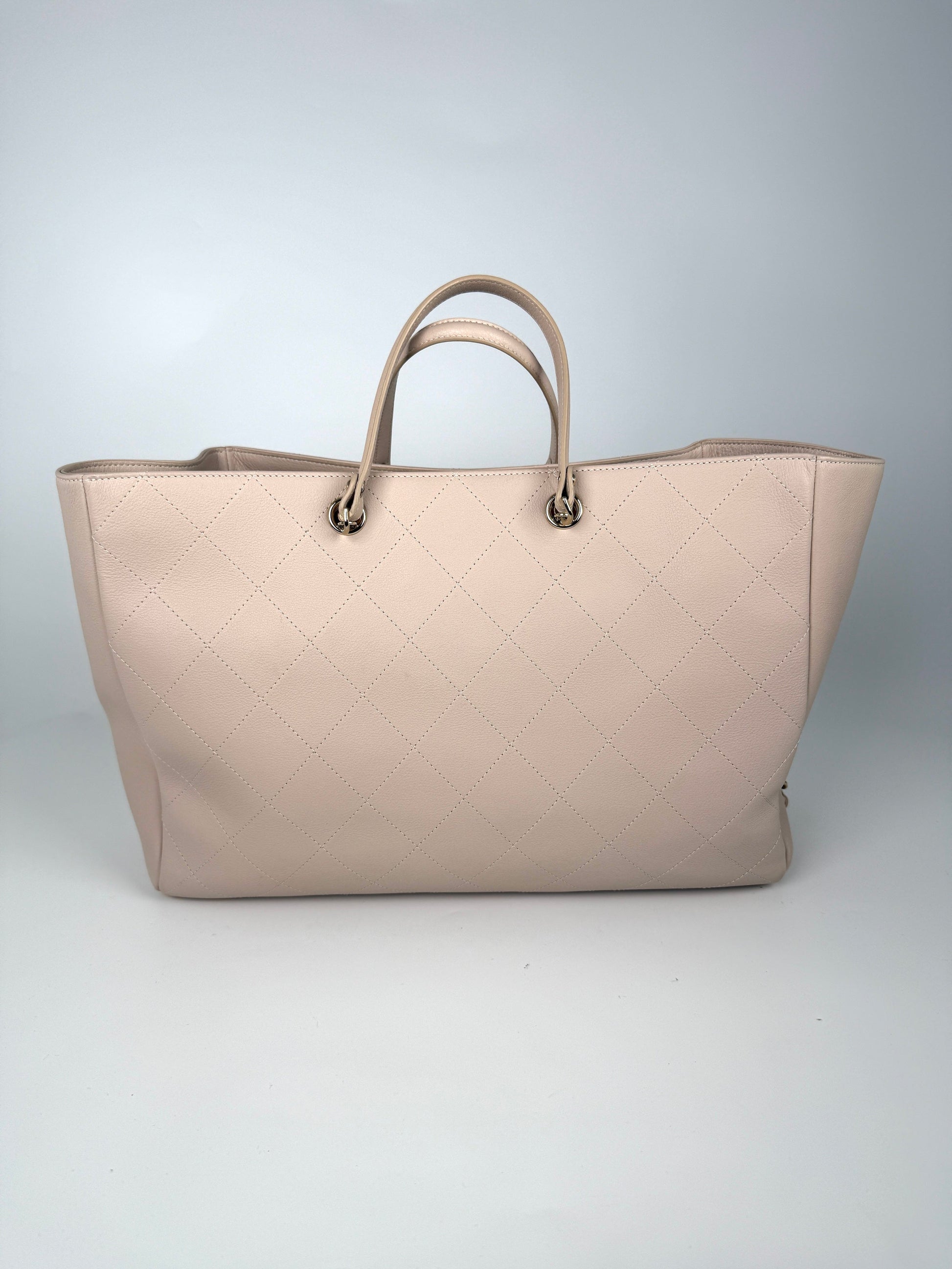 Chanel Bullskin Stitched Cream Shopping Tote Tote Bag - Rovelle Bags