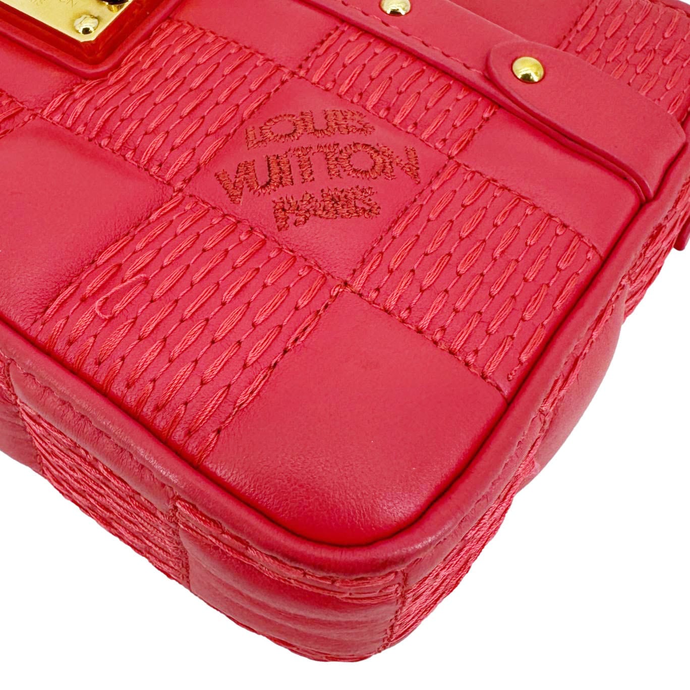 LOUIS VUITTON Troca PM Damier Lambskin Leather Shoulder Bag Pink