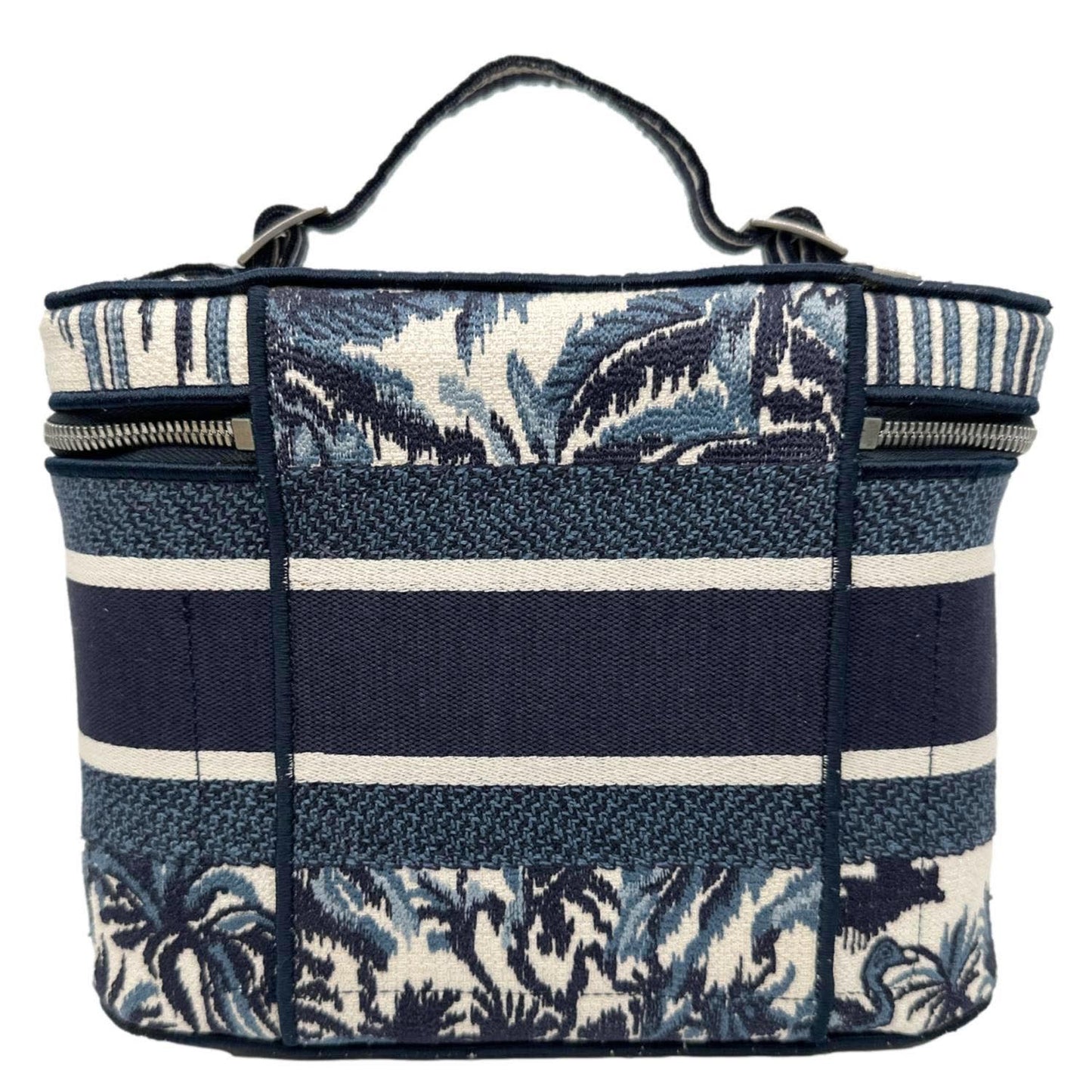 CHRISTIAN DIOR Travel Oblique Embroidery Canvas Vanity Case Blue