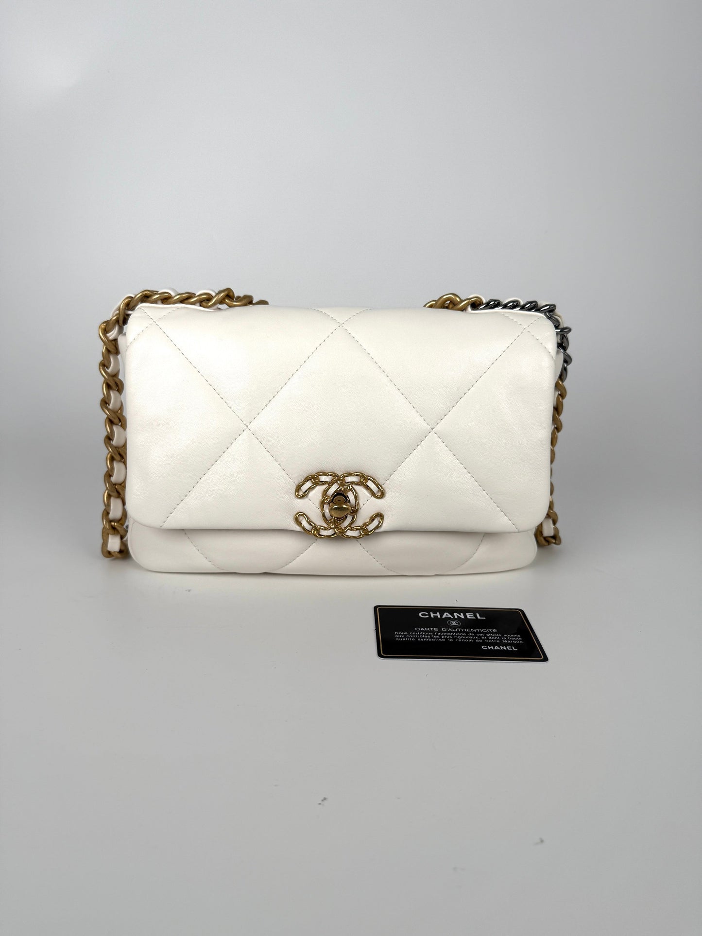 Chanel 19 2021 Medium White Lambskin Flap Bag - Rovelle Bags