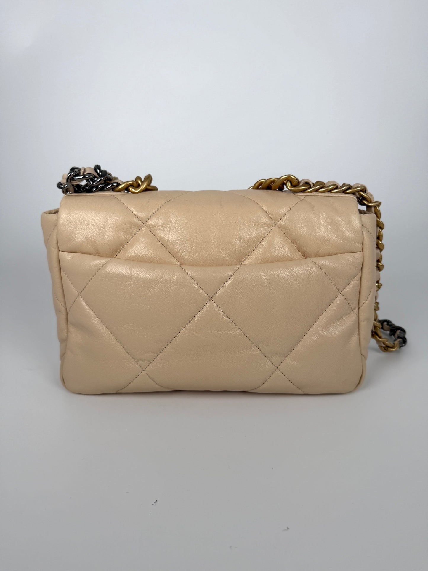 Chanel 19 2020 Medium Beige Goatskin Flap Bag - Rovelle Bags