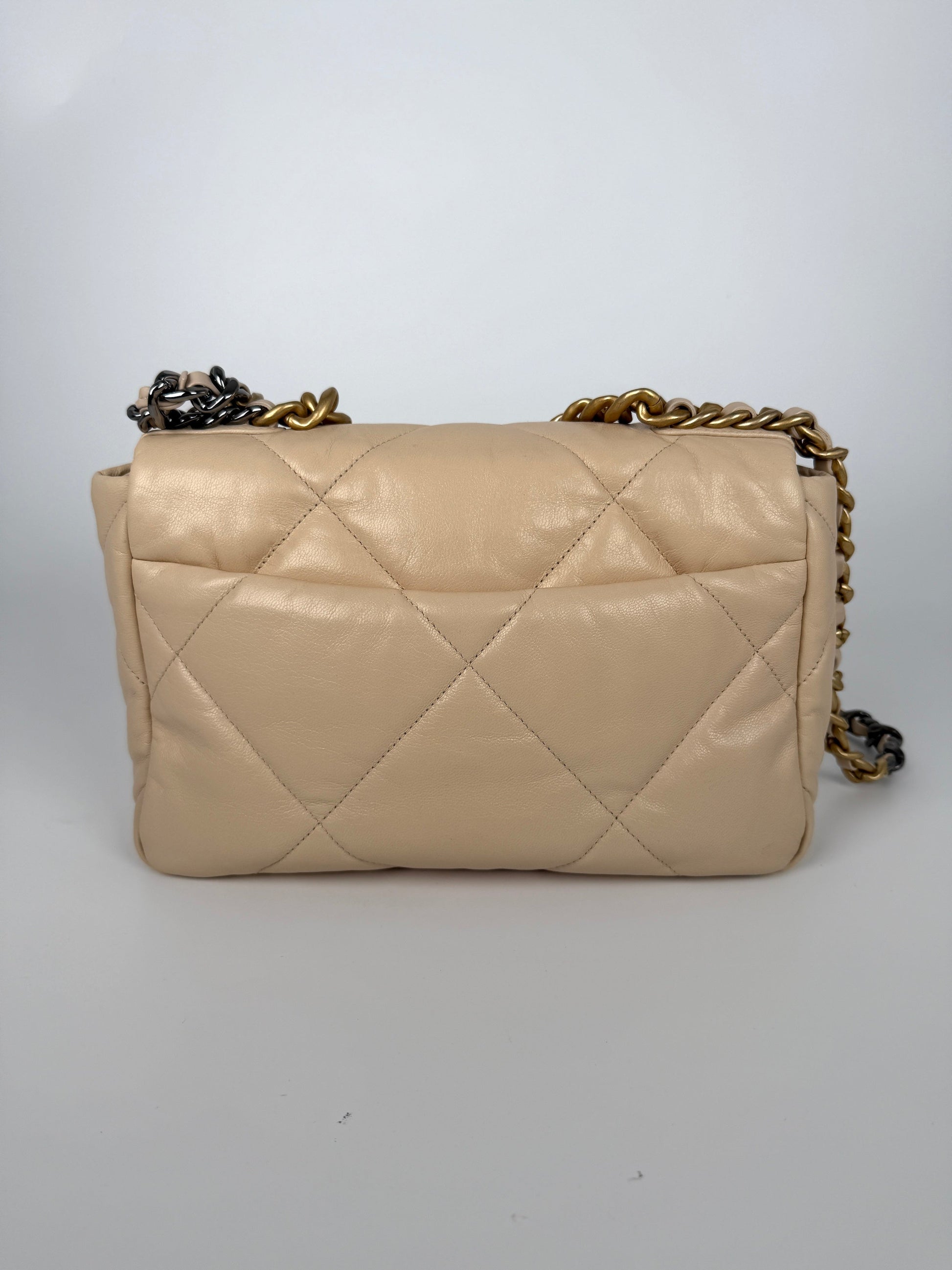 Chanel 19 2020 Medium Beige Goatskin Flap Bag - Rovelle Bags