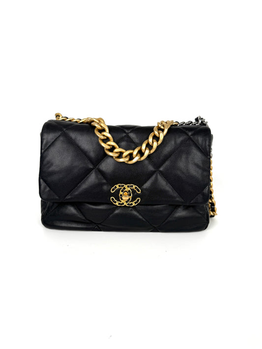 Chanel 19 2020 Large Black Quilted Flap Bag - Rovelle Bags
