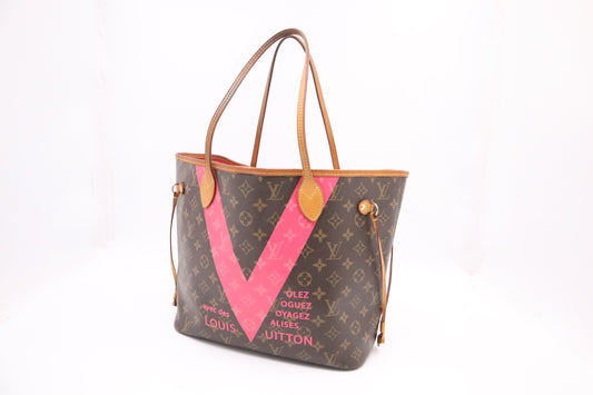 Louis Vuitton Volez Voguez Valises Neverfull MM in Pink and Monogram Canvas