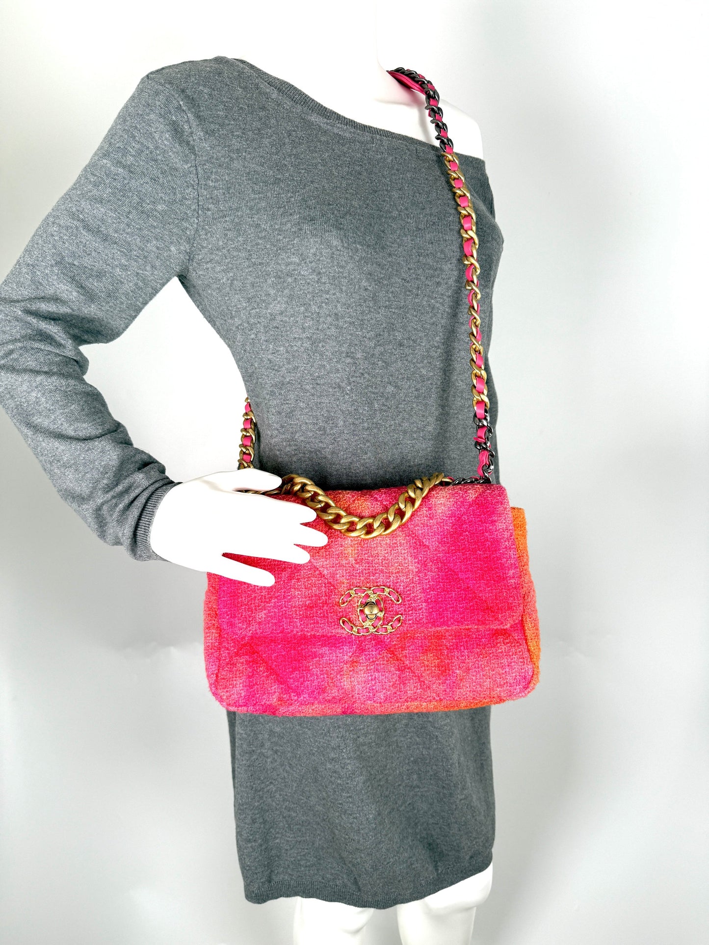 Chanel 19 2020 Medium Pink Coral Flap Bag - Rovelle Bags