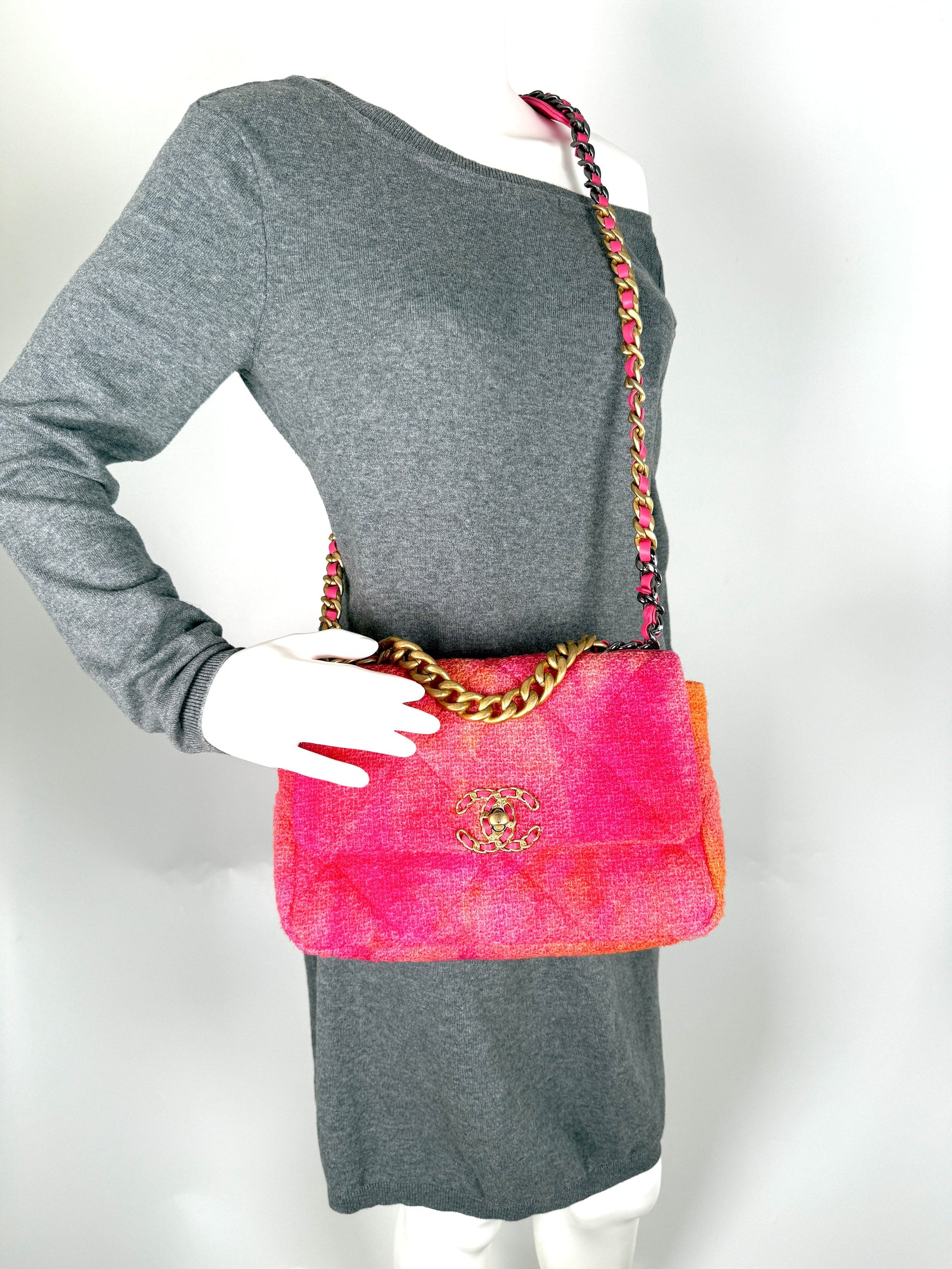 Chanel 19 2020 Medium Pink Coral Flap Bag - Rovelle Bags
