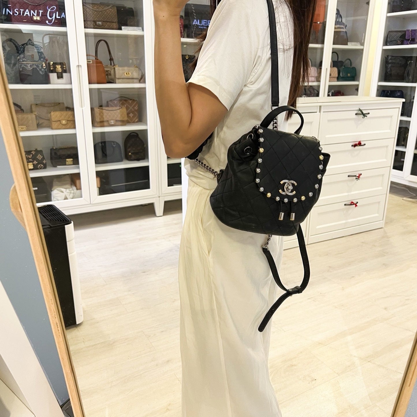 Chanel Studded Mini Backpack in Black Backpack - Rovelle Bags