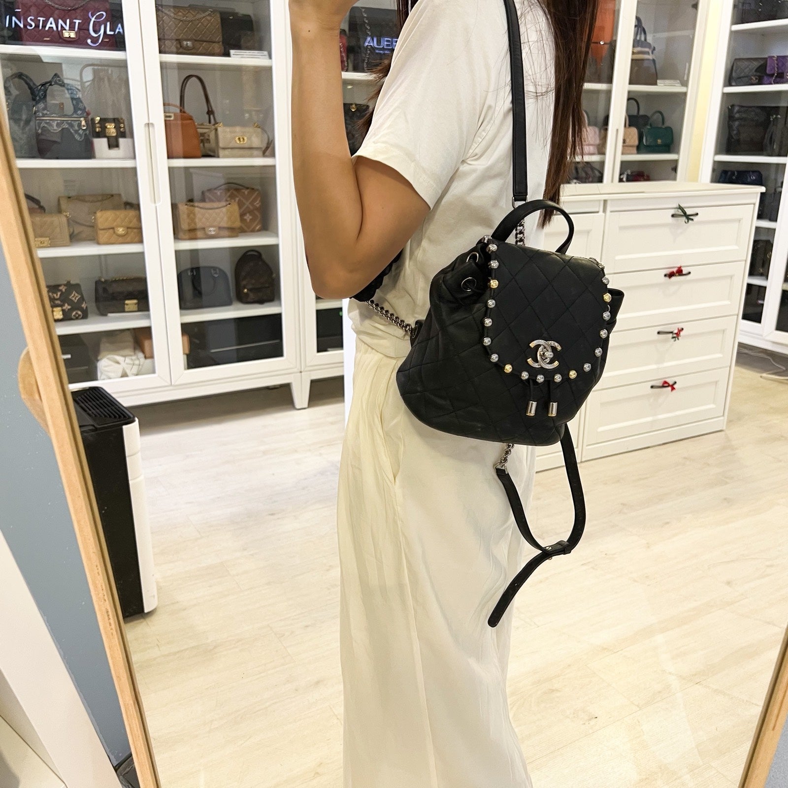 Chanel Studded Mini Backpack in Black Backpack - Rovelle Bags