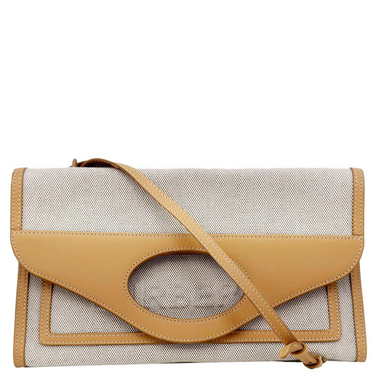 BURBERRY Pocket Canvas Tote Shoulder Bag Brown