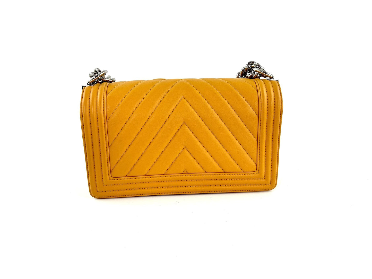Chanel Boy Old Medium Yellow Chevron Handbag - Rovelle Bags