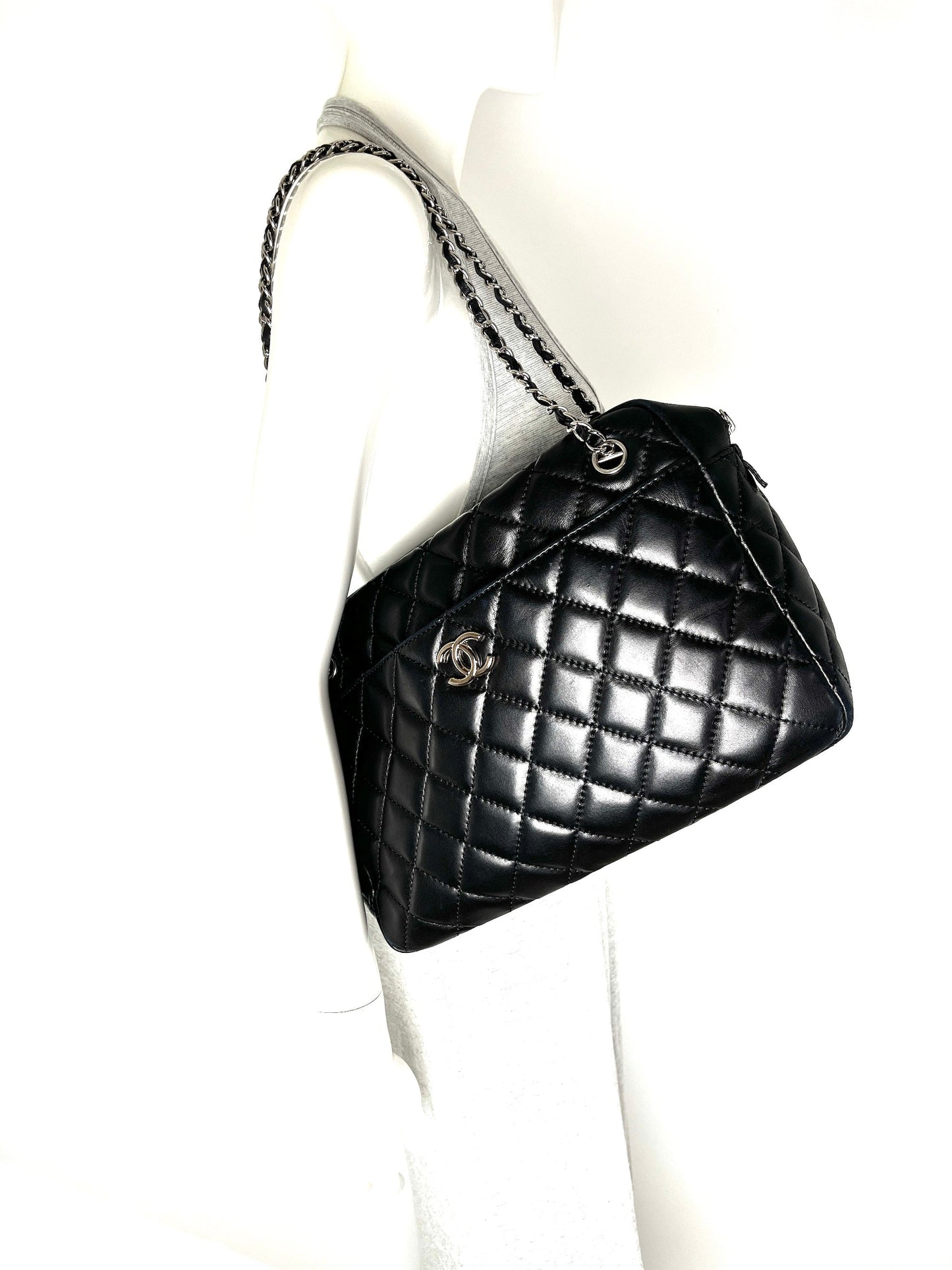 Chanel Black Quilted Camera Case Jumbo Tote Bag - Rovelle Bags