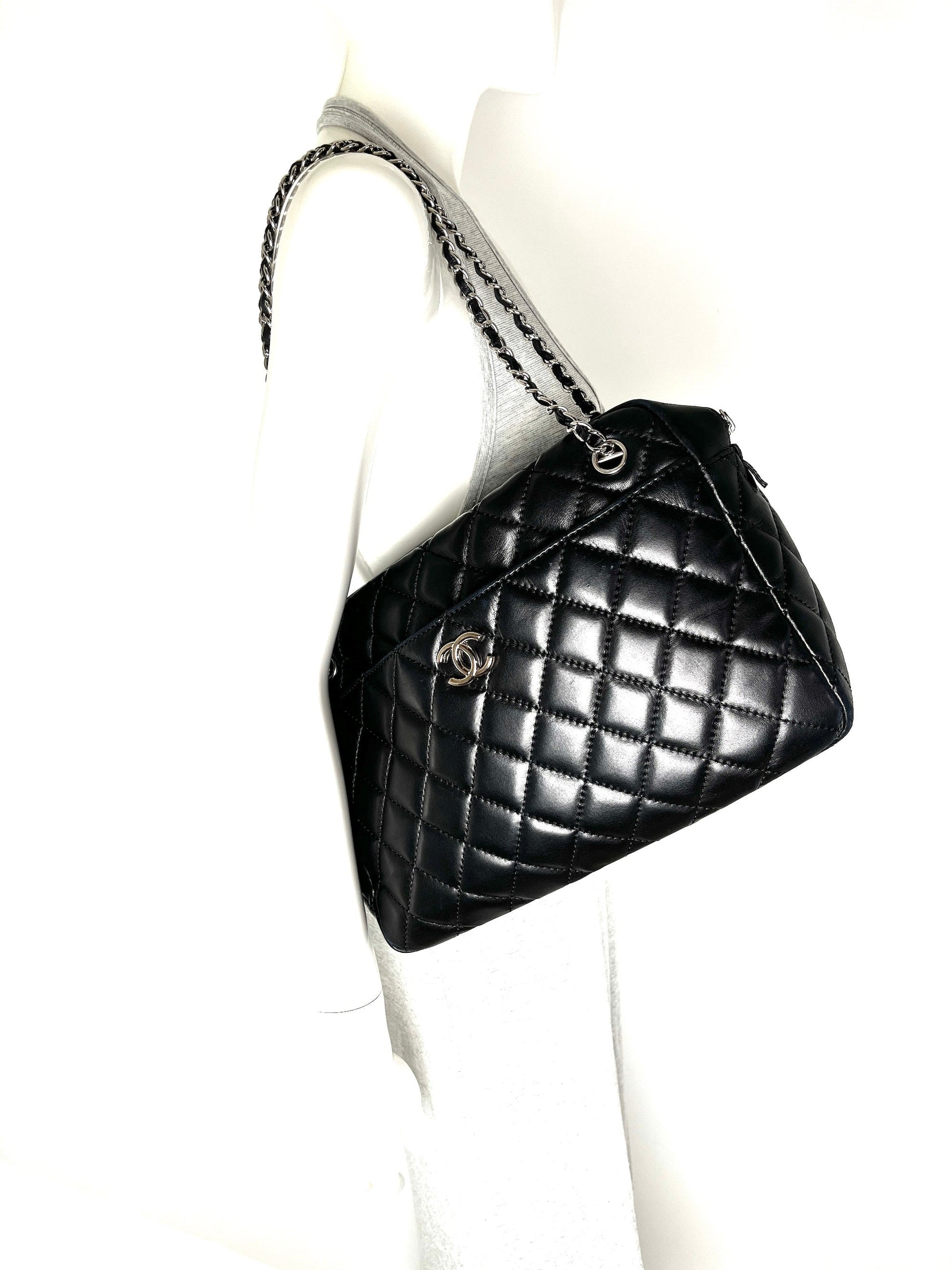 Chanel Black Quilted Camera Case Jumbo Tote Bag - Rovelle Bags