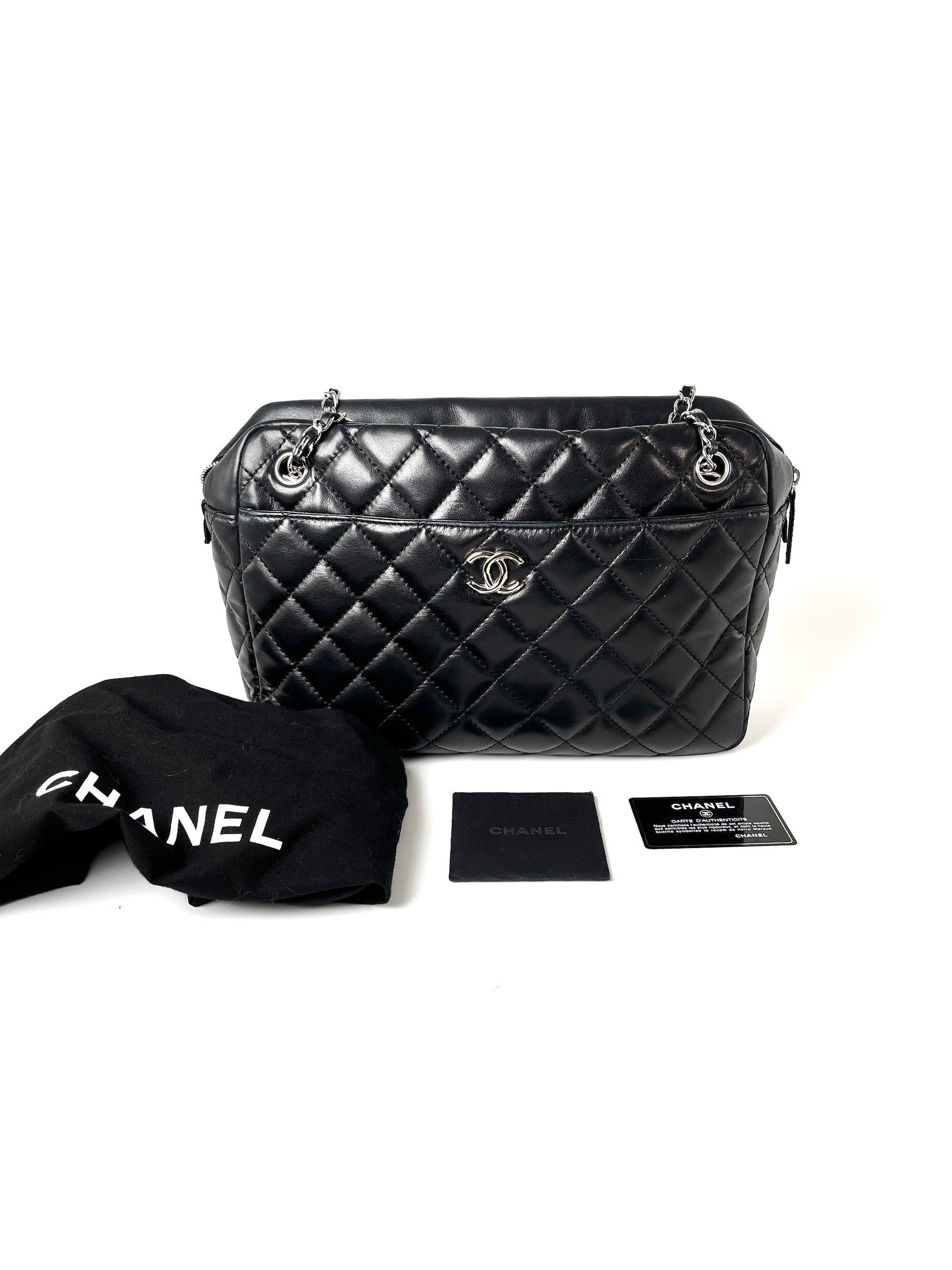 Chanel Black Quilted Camera Case Jumbo Tote Bag - Rovelle Bags