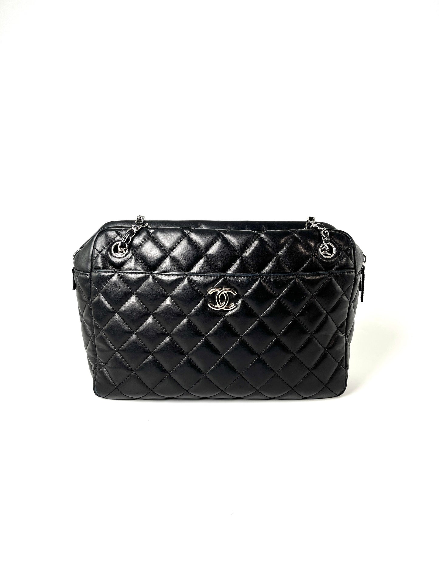 Chanel Black Quilted Camera Case Jumbo Tote Bag - Rovelle Bags