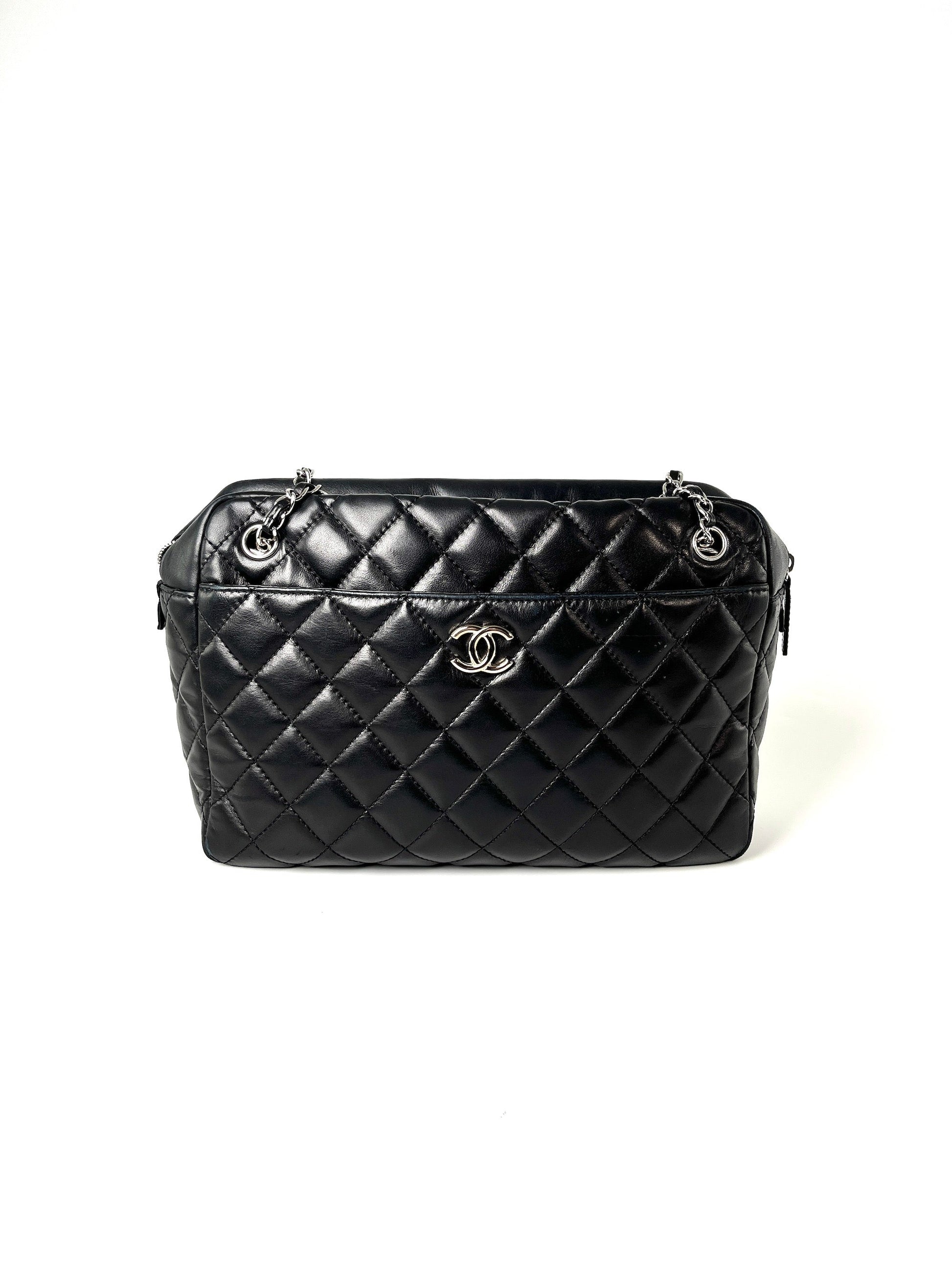 Chanel Black Quilted Camera Case Jumbo Tote Bag - Rovelle Bags