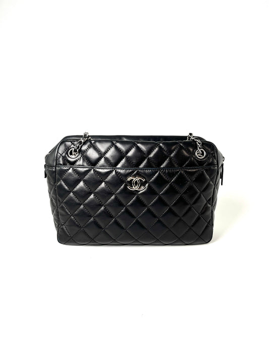 Chanel Black Quilted Camera Case Jumbo Tote Bag - Rovelle Bags