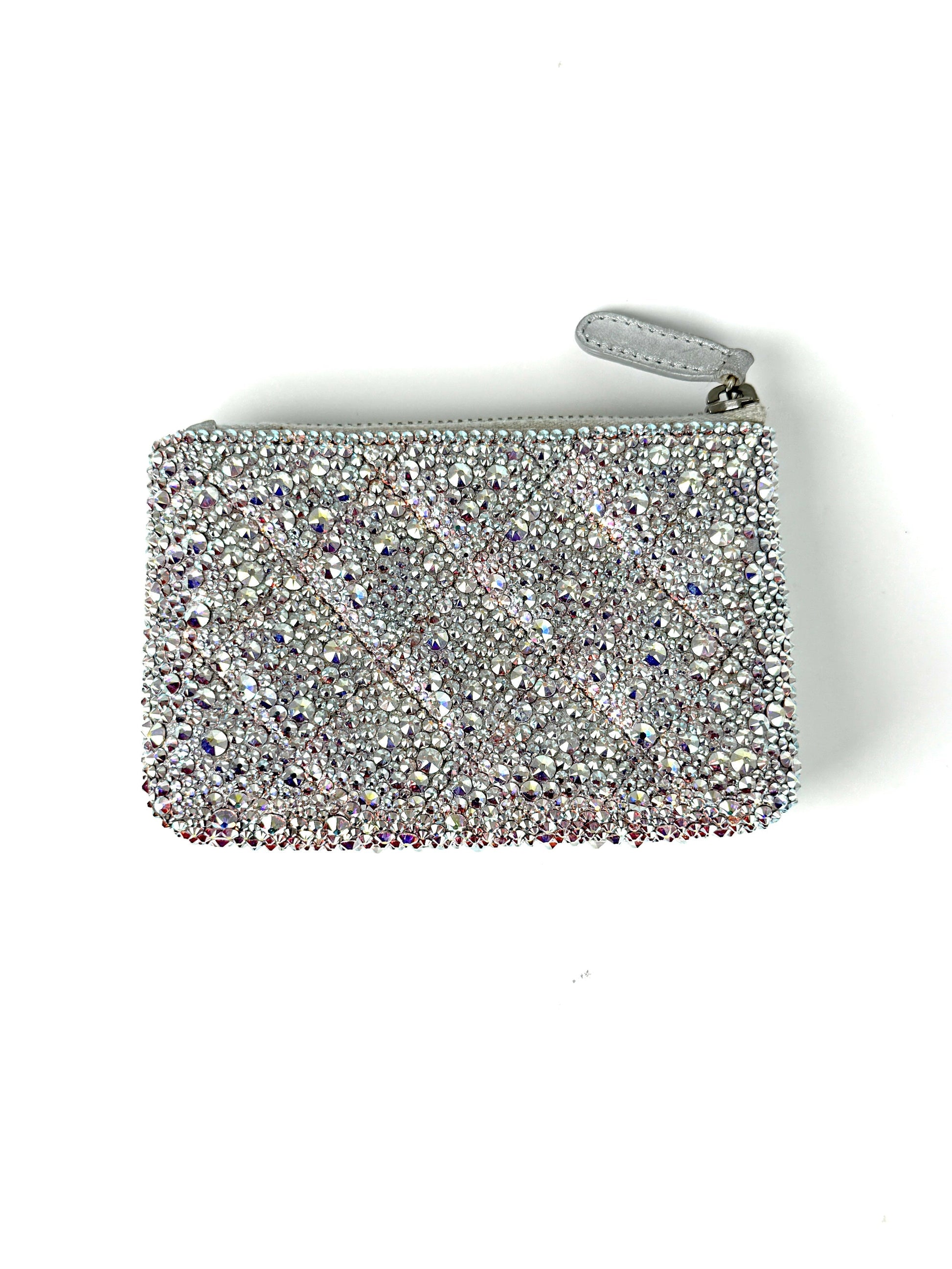 Chanel Silver Swarovski Crystal Leather Key Clutch Bag - Rovelle Bags