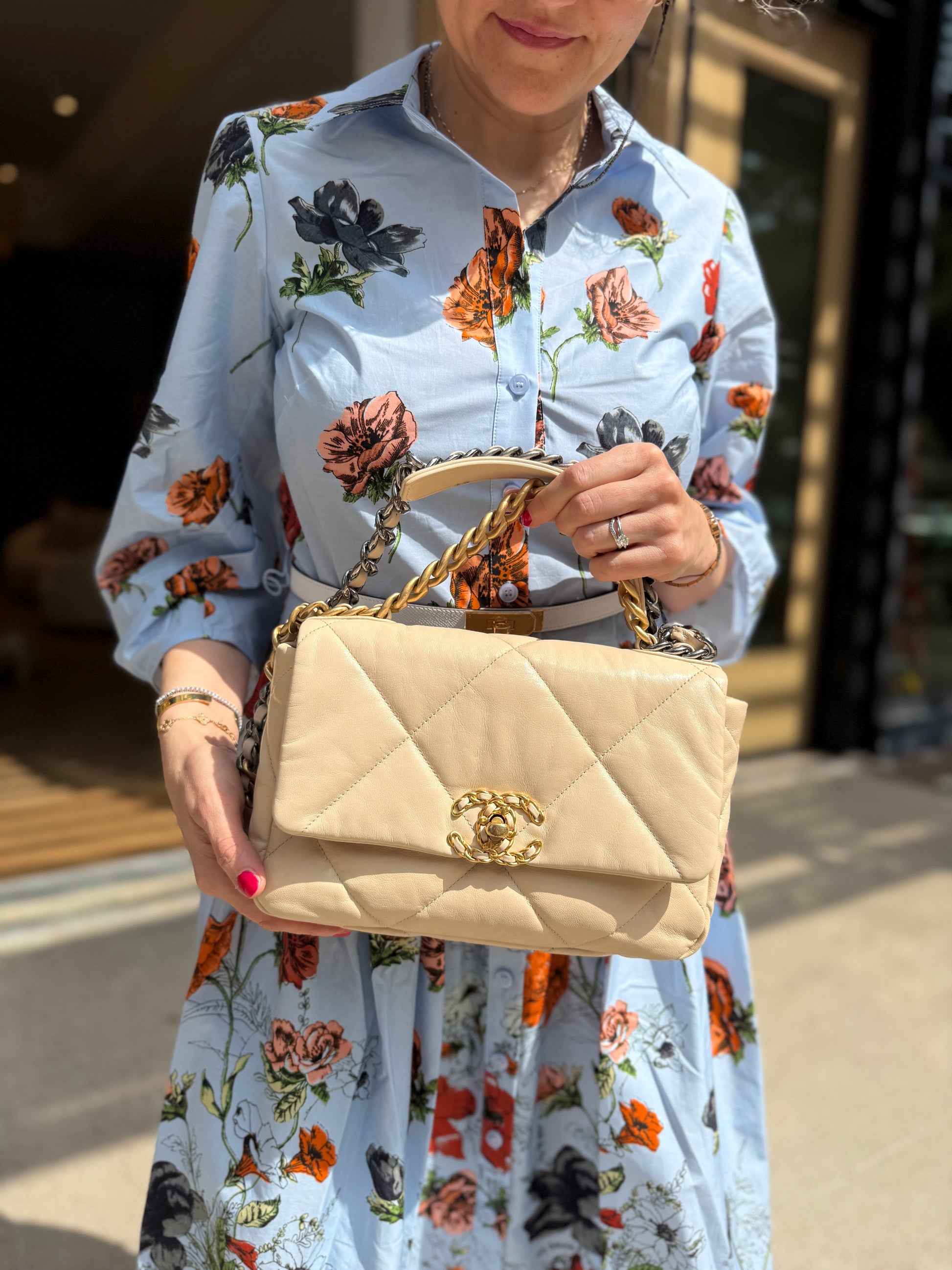 Chanel 19 2020 Medium Beige Goatskin Flap Bag - Rovelle Bags