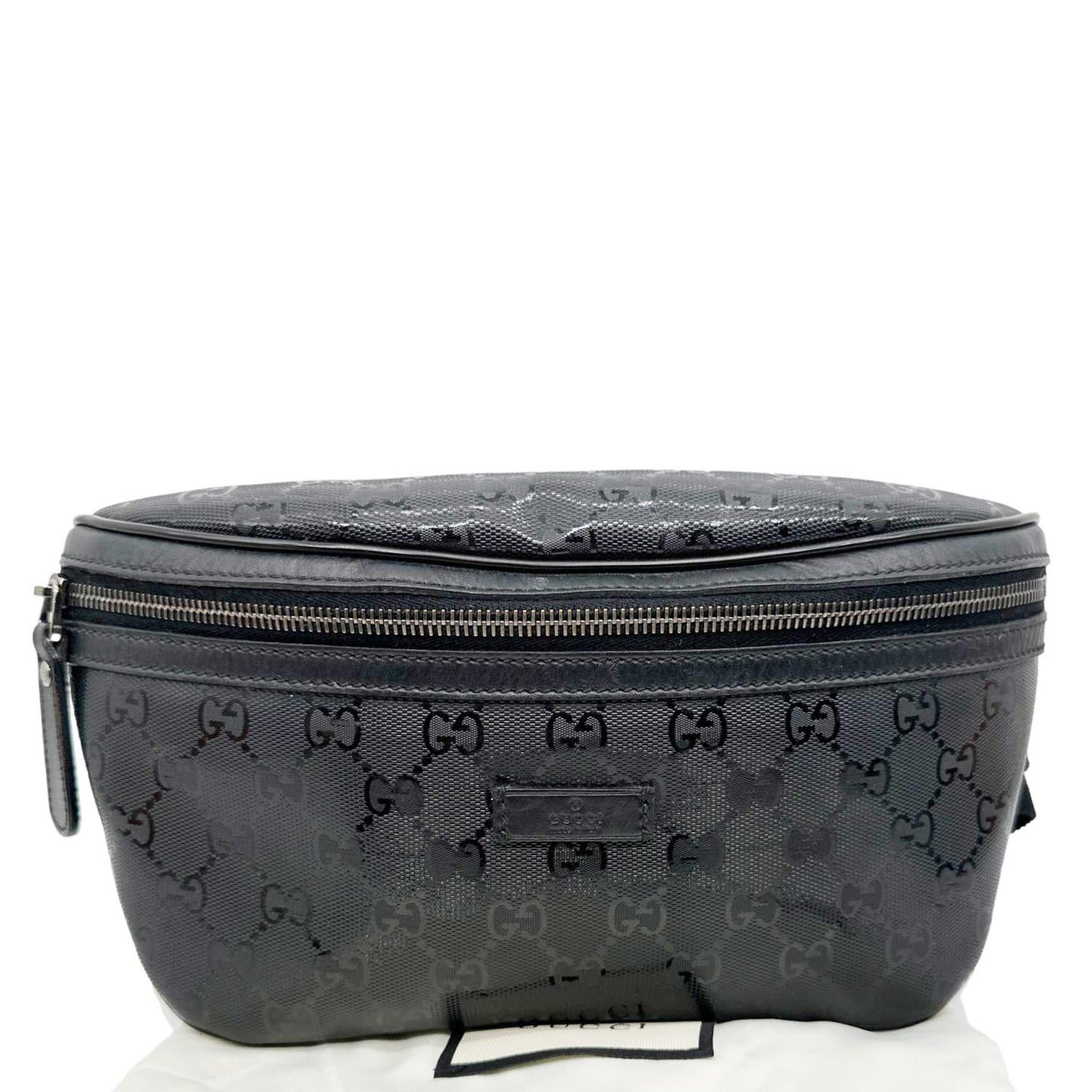 GUCCI GG Imprime Monogram Coated Canvas Waist Bum Bag Black 233269