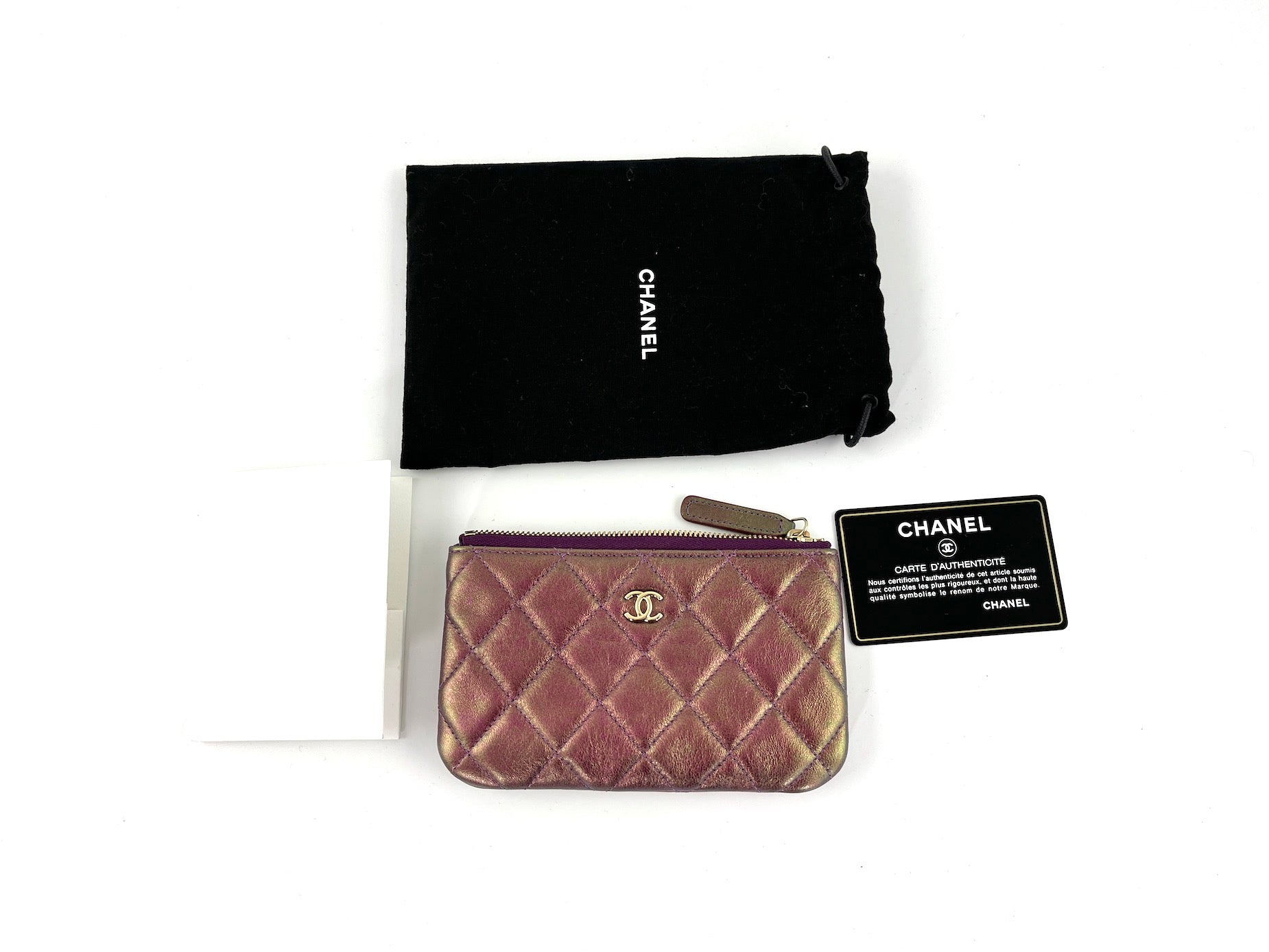 Chanel Iridescent Purple 2020 Small Quilted Clutch Bag - Rovelle Bags