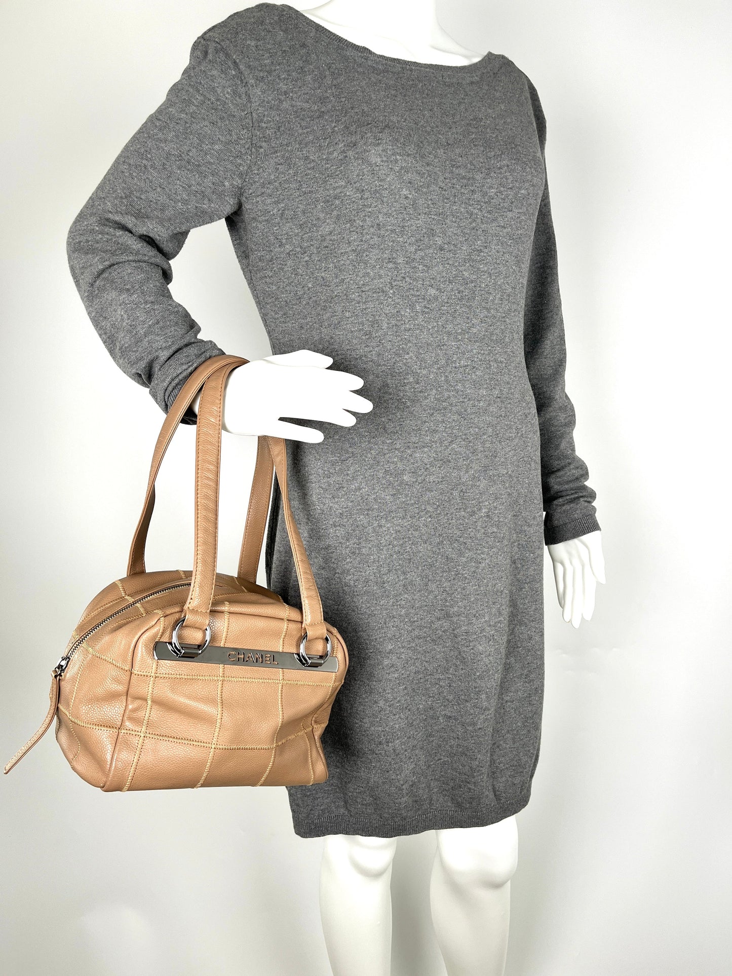 Chanel LAX Square Quilt Bowler Dark Handbag - Rovelle Bags