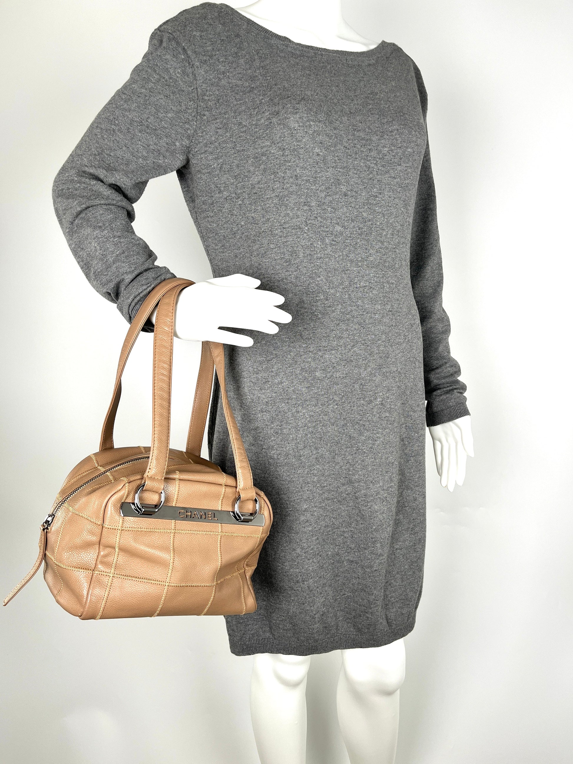Chanel LAX Square Quilt Bowler Dark Handbag - Rovelle Bags