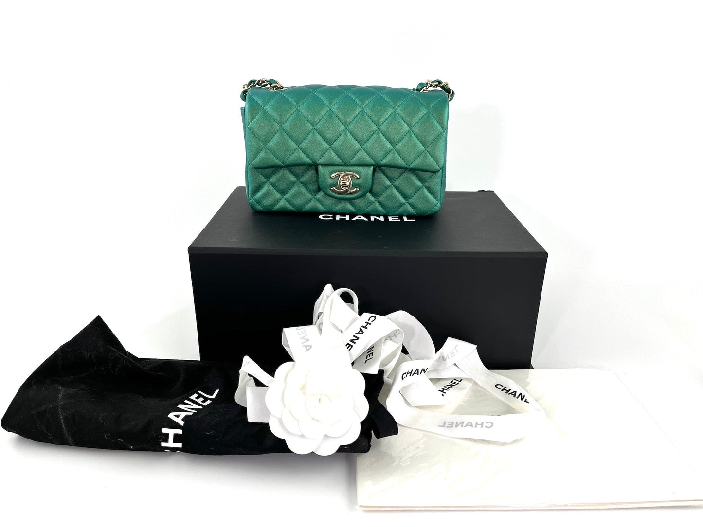 Chanel Iridescent Green 2022 Rectangular Mini Flap Bag - Rovelle Bags