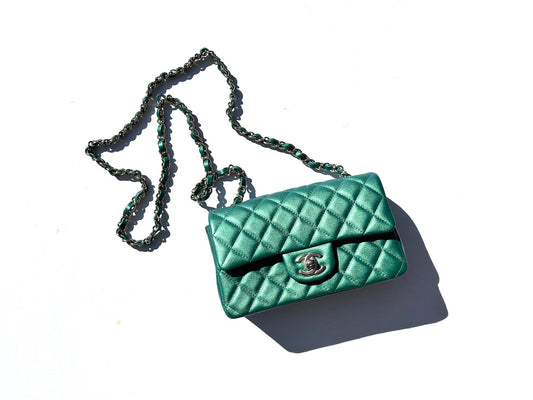 Chanel Iridescent Green 2022 Rectangular Mini Flap Bag - Rovelle Bags